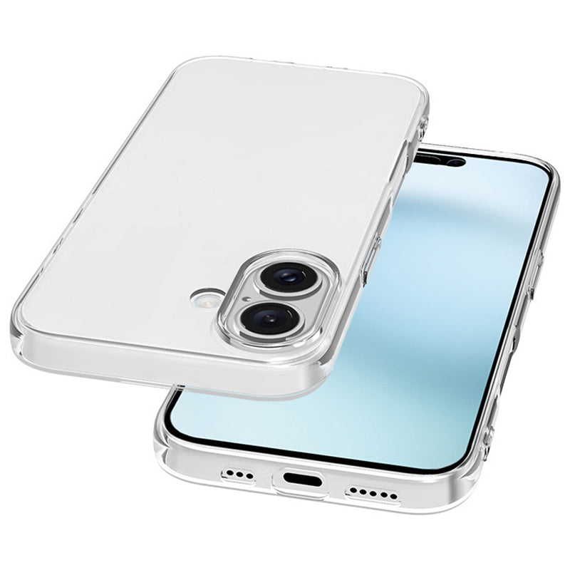 For iPhone 16 Plus Cell Phone Case Ultra-Thin Clear TPU Cover with Big Lens Hole