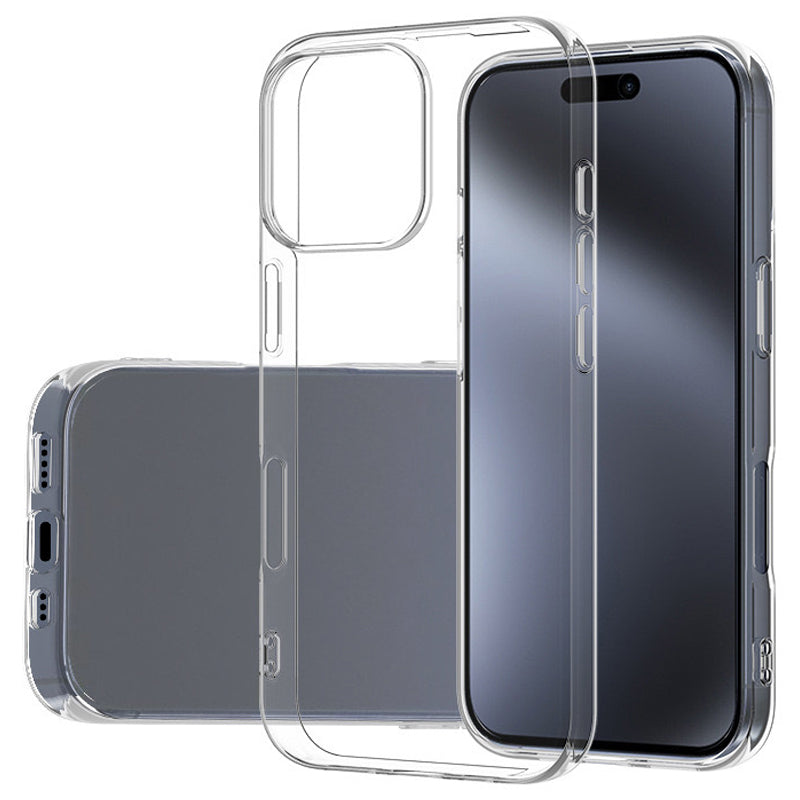 For iPhone 16 Pro Max Cell Phone Case Ultra-Thin Clear TPU Cover with Big Lens Hole