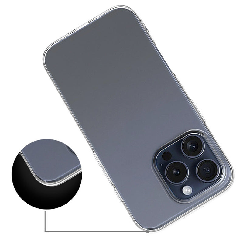 For iPhone 16 Pro Max Cell Phone Case Ultra-Thin Clear TPU Cover with Big Lens Hole