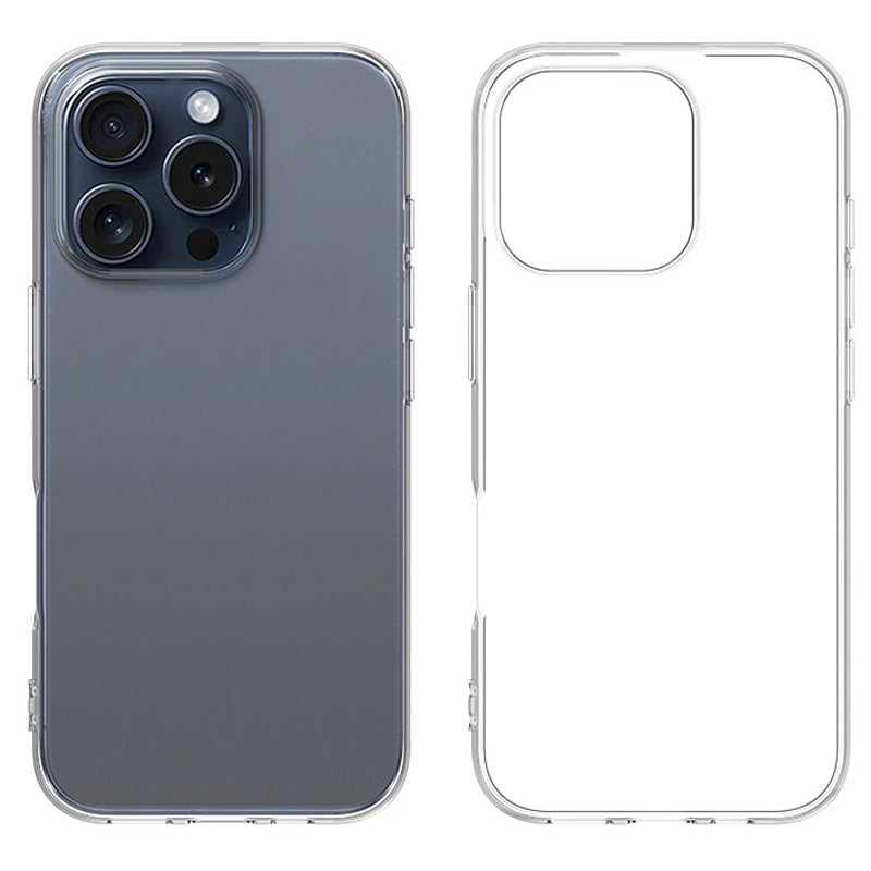 For iPhone 16 Pro Max Cell Phone Case Ultra-Thin Clear TPU Cover with Big Lens Hole