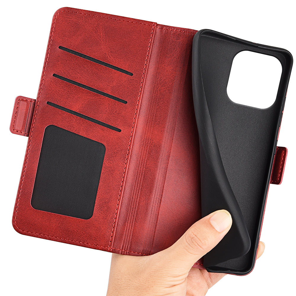 For iPhone 16 Case Folio Flip Leather Wallet Stand Phone Cover - Red