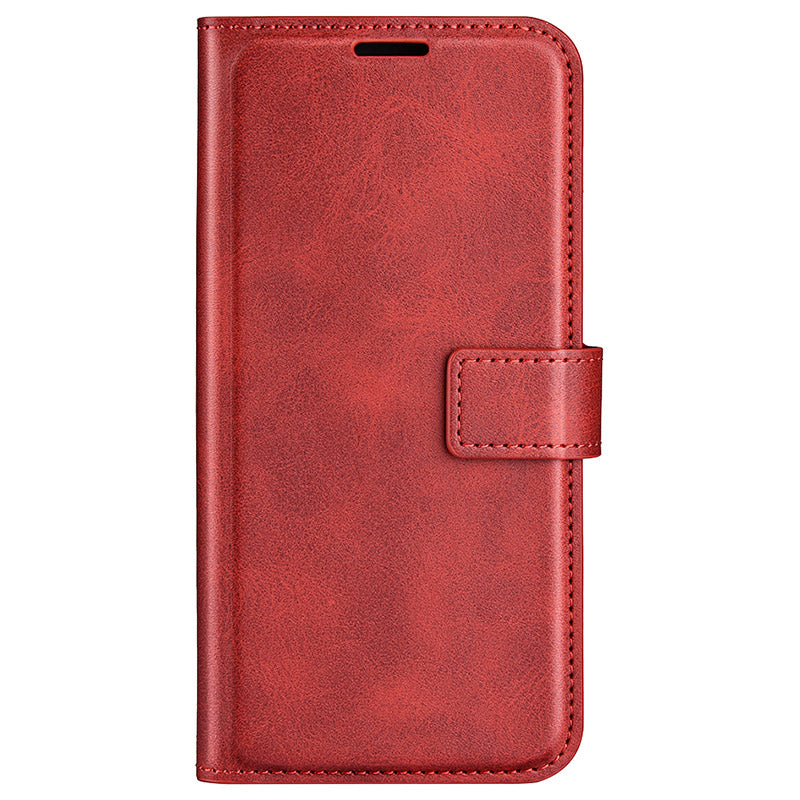 For iPhone 16 Case Calf Texture PU Leather Folio Flip Phone Wallet Cover - Red