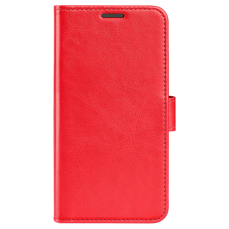 For iPhone 16 Case Crazy Horse Texture Leather Phone Cover Horizontal Viewing Stand - Red