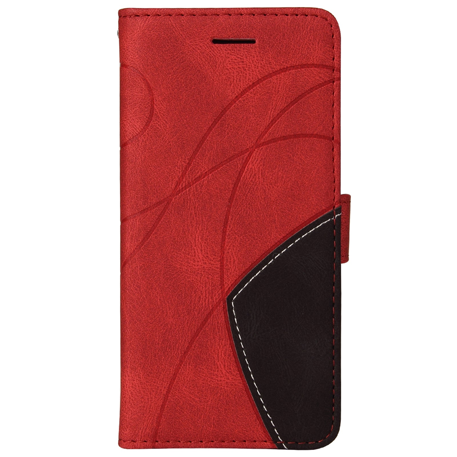 KT Leather Series-1 For iPhone 16 Case Color Splicing Wallet PU Leather Phone Cover -  Red