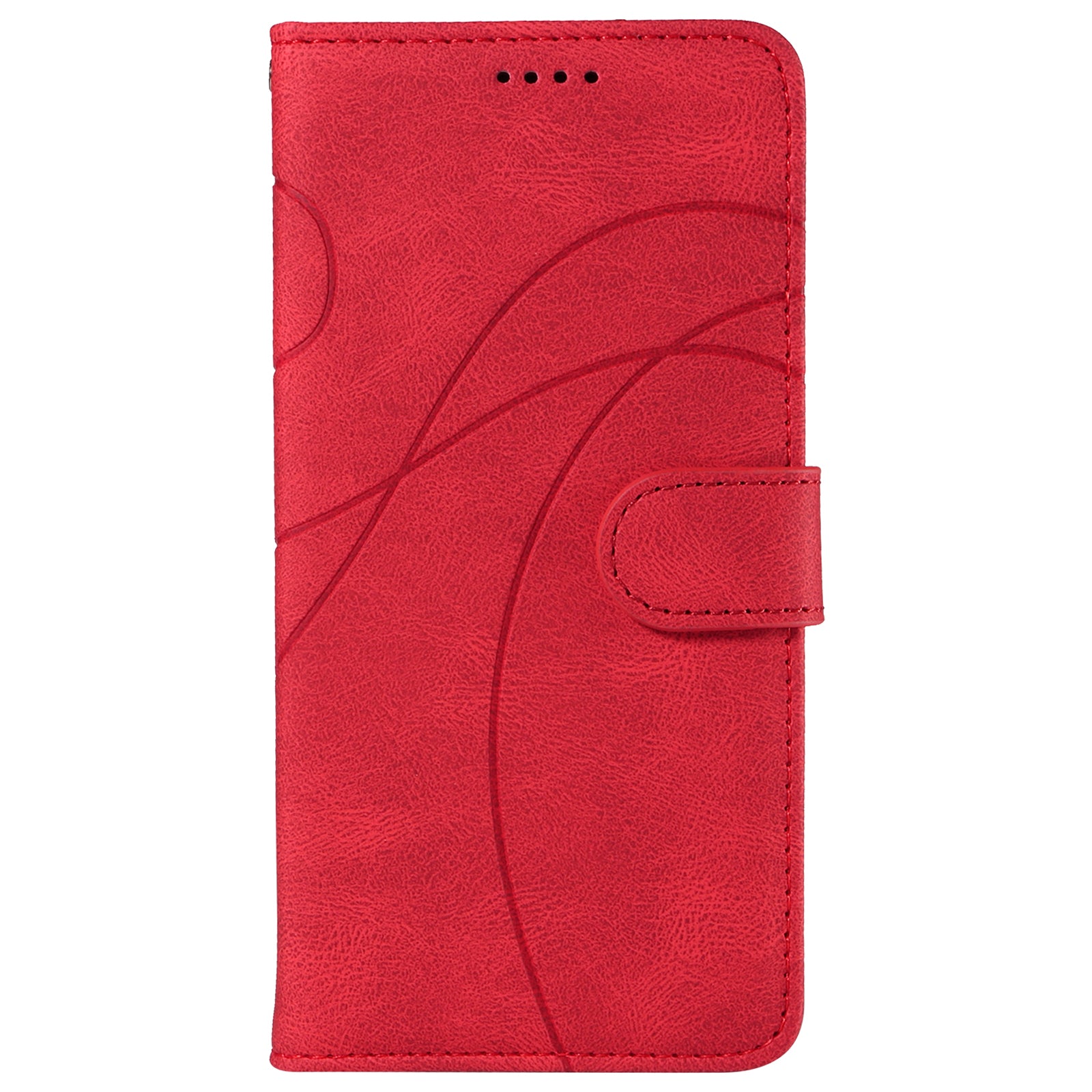 For iPhone 16 Case Flip PU Leather Phone Cover with Curved Line - Red