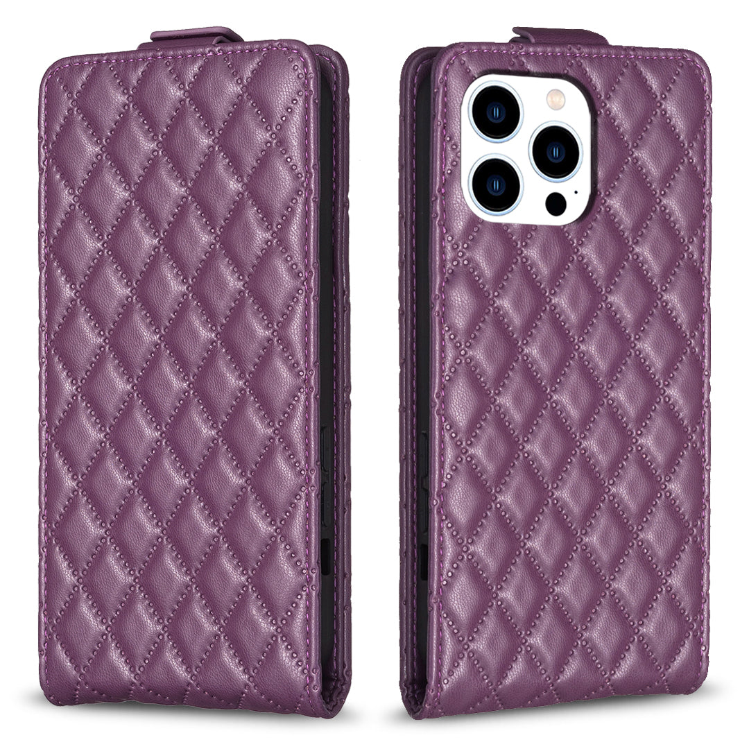 BF30 For iPhone 16 Pro Case Vertical Flip Card Slots Leather Phone Cover - Dark Purple