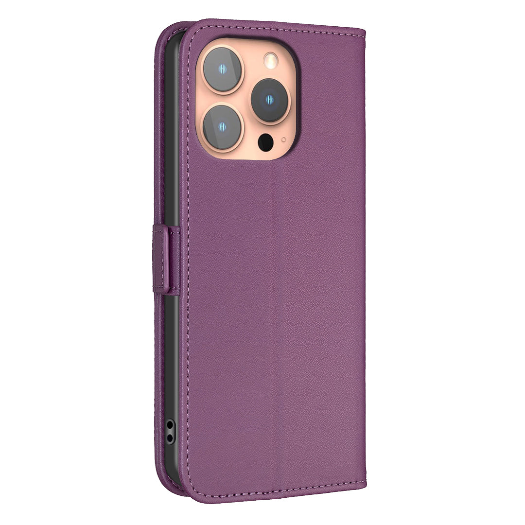 BINFEN COLOR BF31 For iPhone 16 Pro Max Case Dual Magnetic Clasp PU Leather Phone Cover - Dark Purple