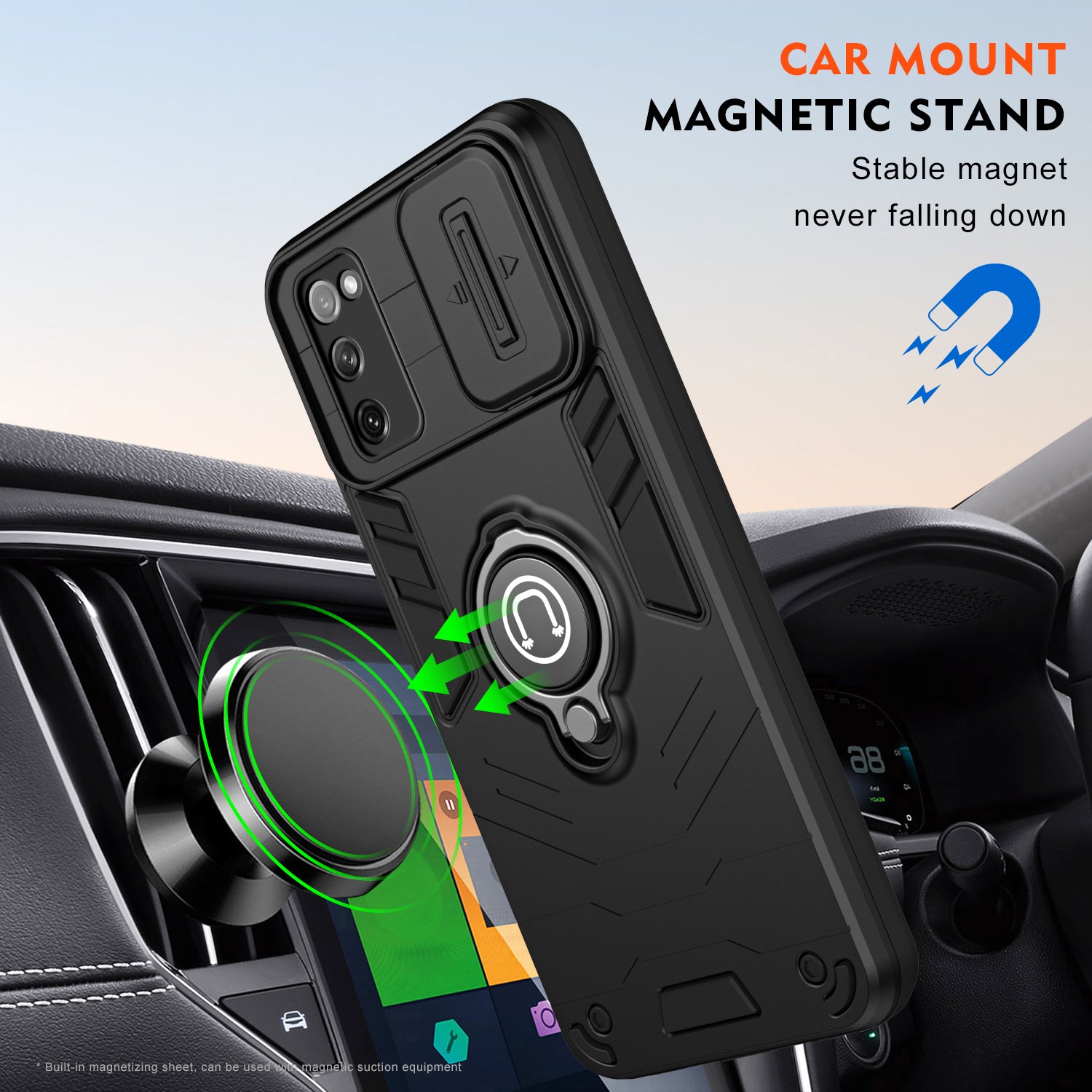 For Samsung Galaxy S20 FE 5G / S20 FE / S20 FE 2022 / S20 Lite Case Slide Lens Guard Phone Kickstand Cover - Black