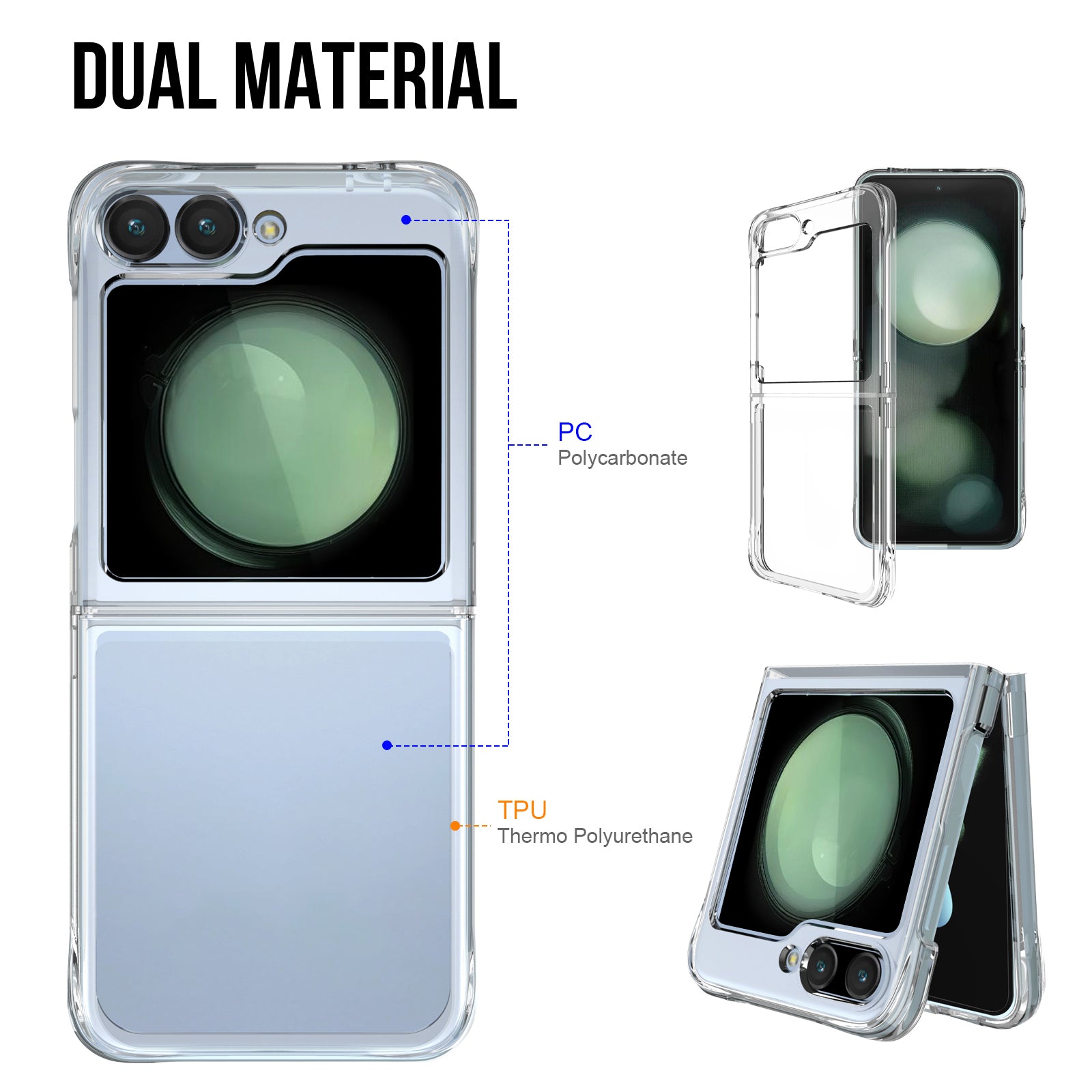 For Samsung Galaxy Z Flip6 5G Clear Case Anti-Drop PC + TPU Phone Cover