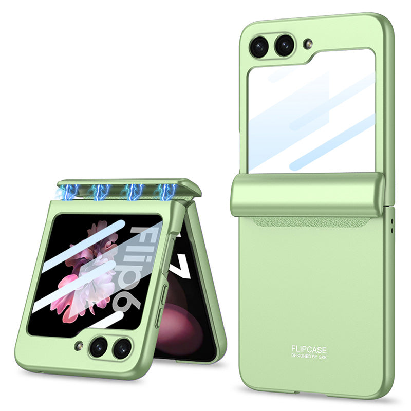 GKK For Samsung Galaxy Z Flip6 5G Case Magnetic Hinge PC Phone Cover with Small Screen Film - Matcha Green