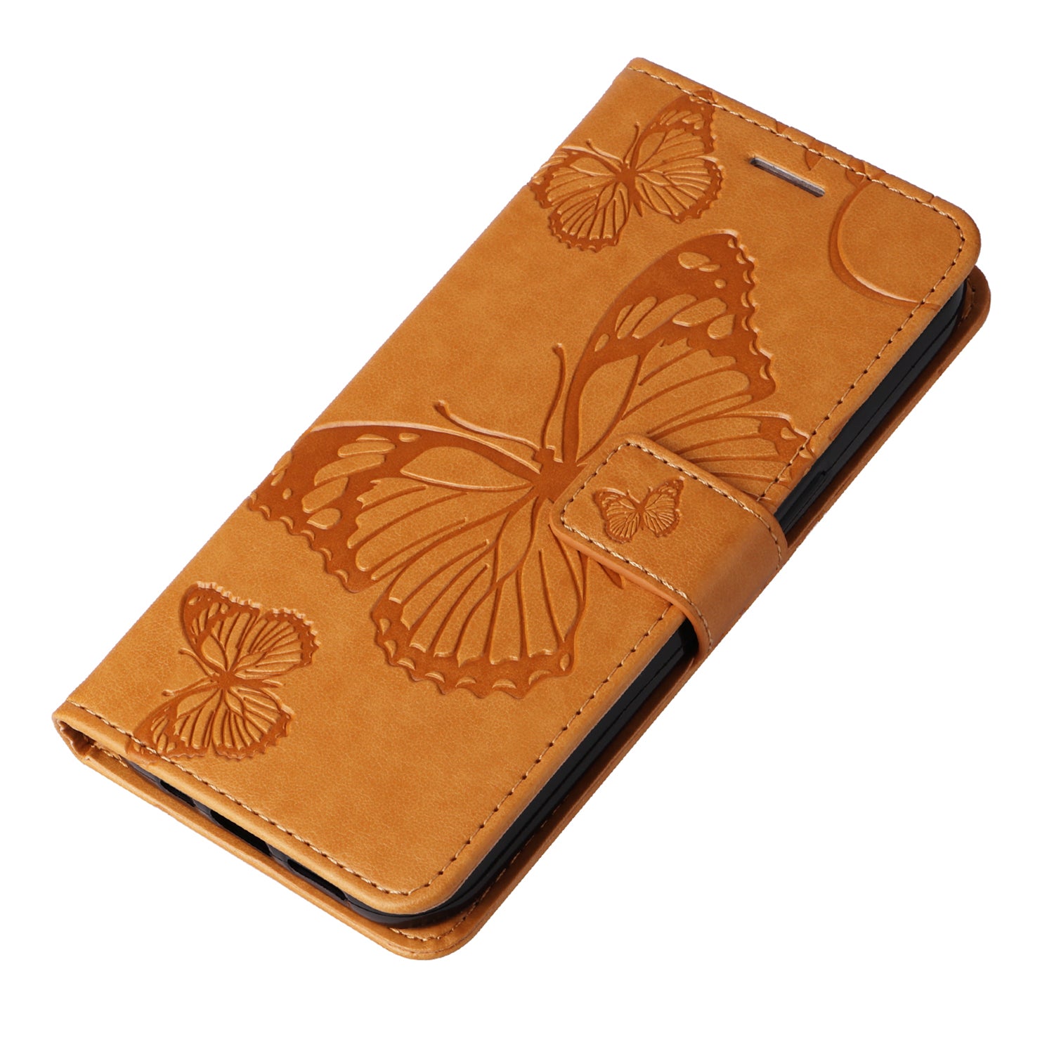 KT Imprinting Flower Series-2 For iPhone 16 Wallet Case Protective Leather Flip Cover - Yellow