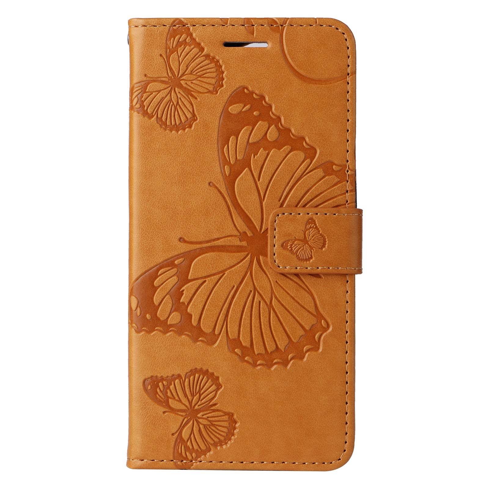 KT Imprinting Flower Series-2 For iPhone 16 Wallet Case Protective Leather Flip Cover - Yellow