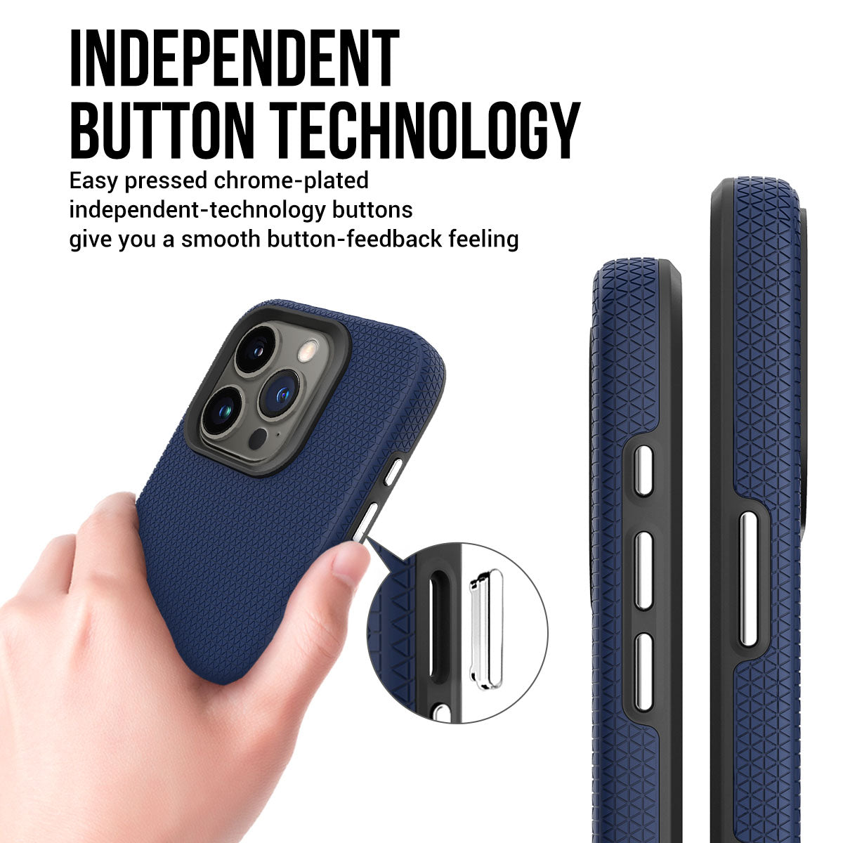 For iPhone 16 Pro Case Compatible with MagSafe TPU+PC Protective Phone Cover - Navy Blue