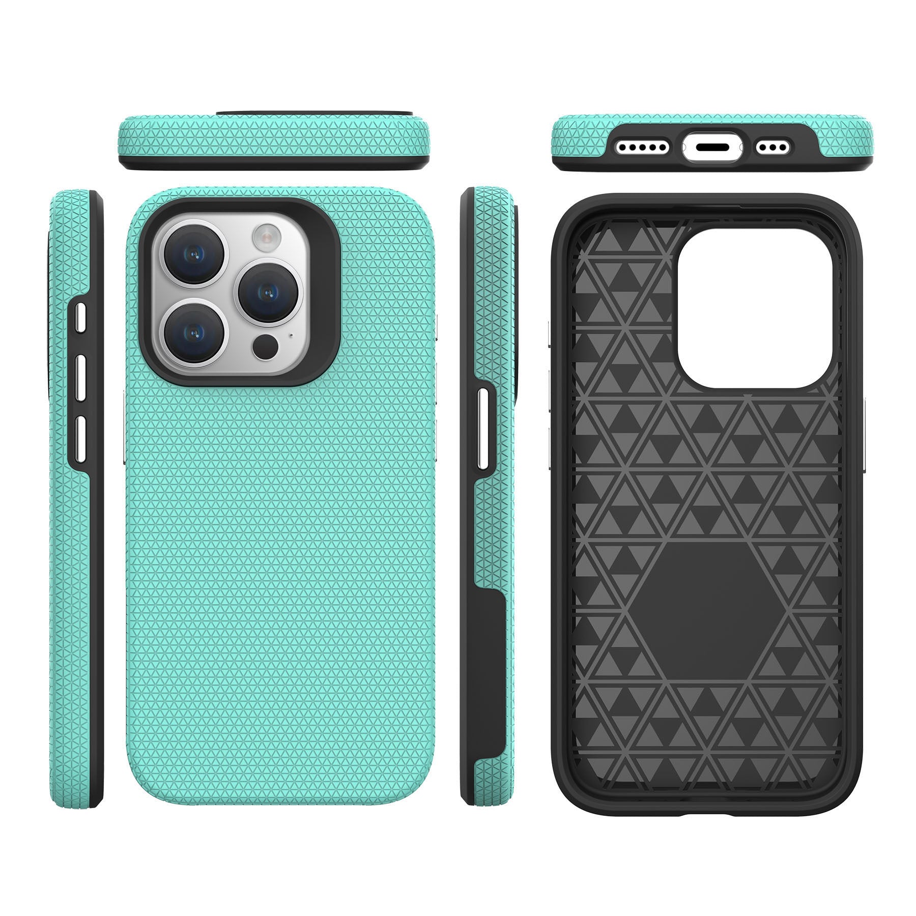 For iPhone 16 Pro Max Case TPU+PC Phone Cover Corners Shockproof - Mint Green