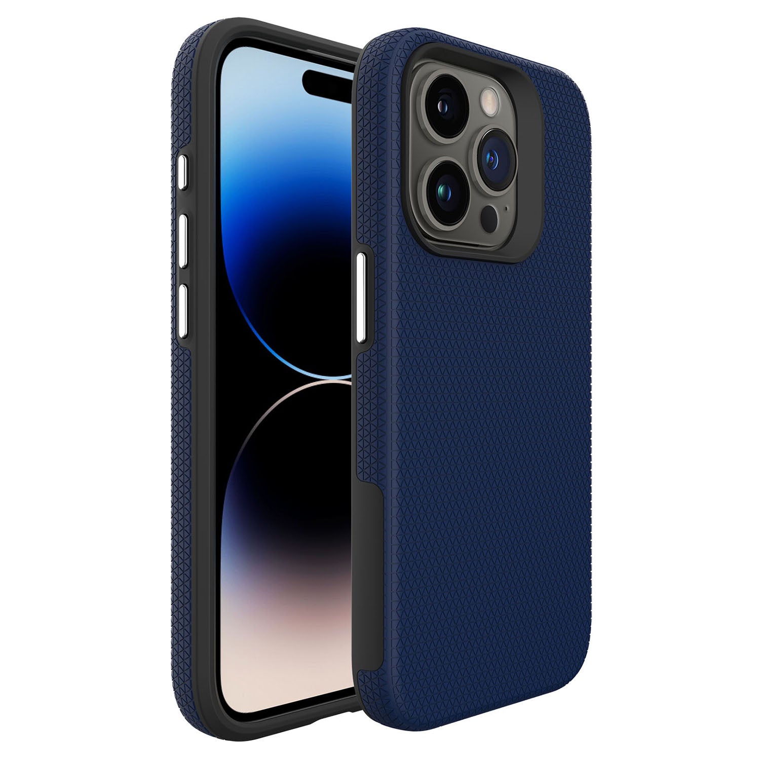 For iPhone 16 Pro Max Case TPU+PC Phone Cover Corners Shockproof - Navy Blue