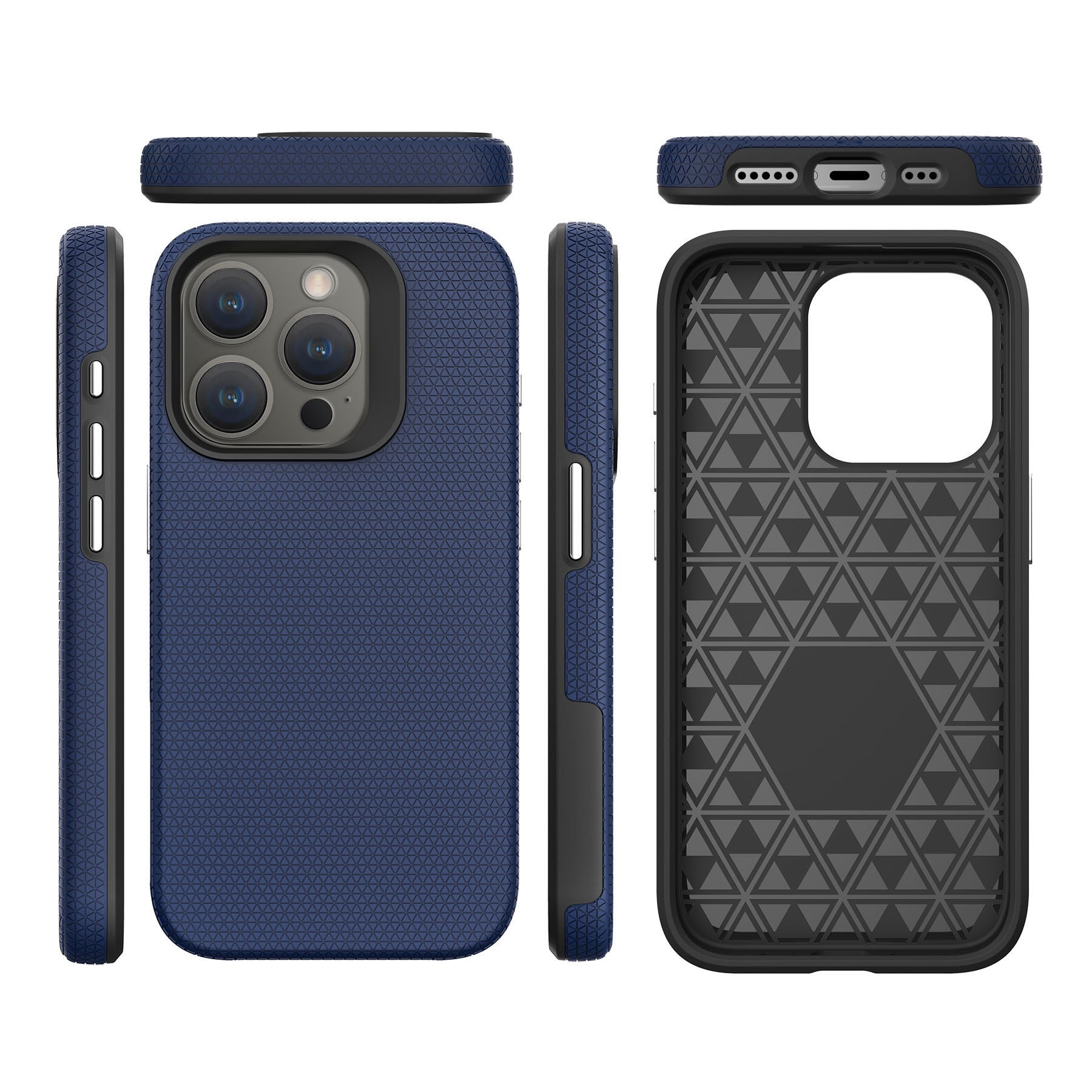 For iPhone 16 Pro Max Case TPU+PC Phone Cover Corners Shockproof - Navy Blue