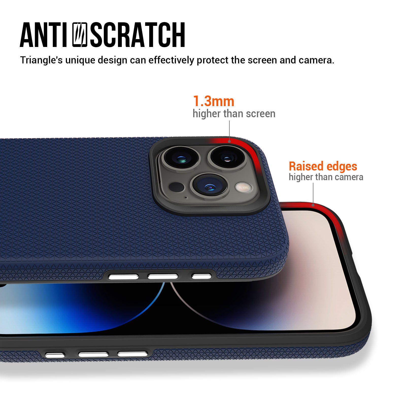 For iPhone 16 Pro Case TPU+PC Four Corner Anti-Drop Phone Cover - Navy Blue