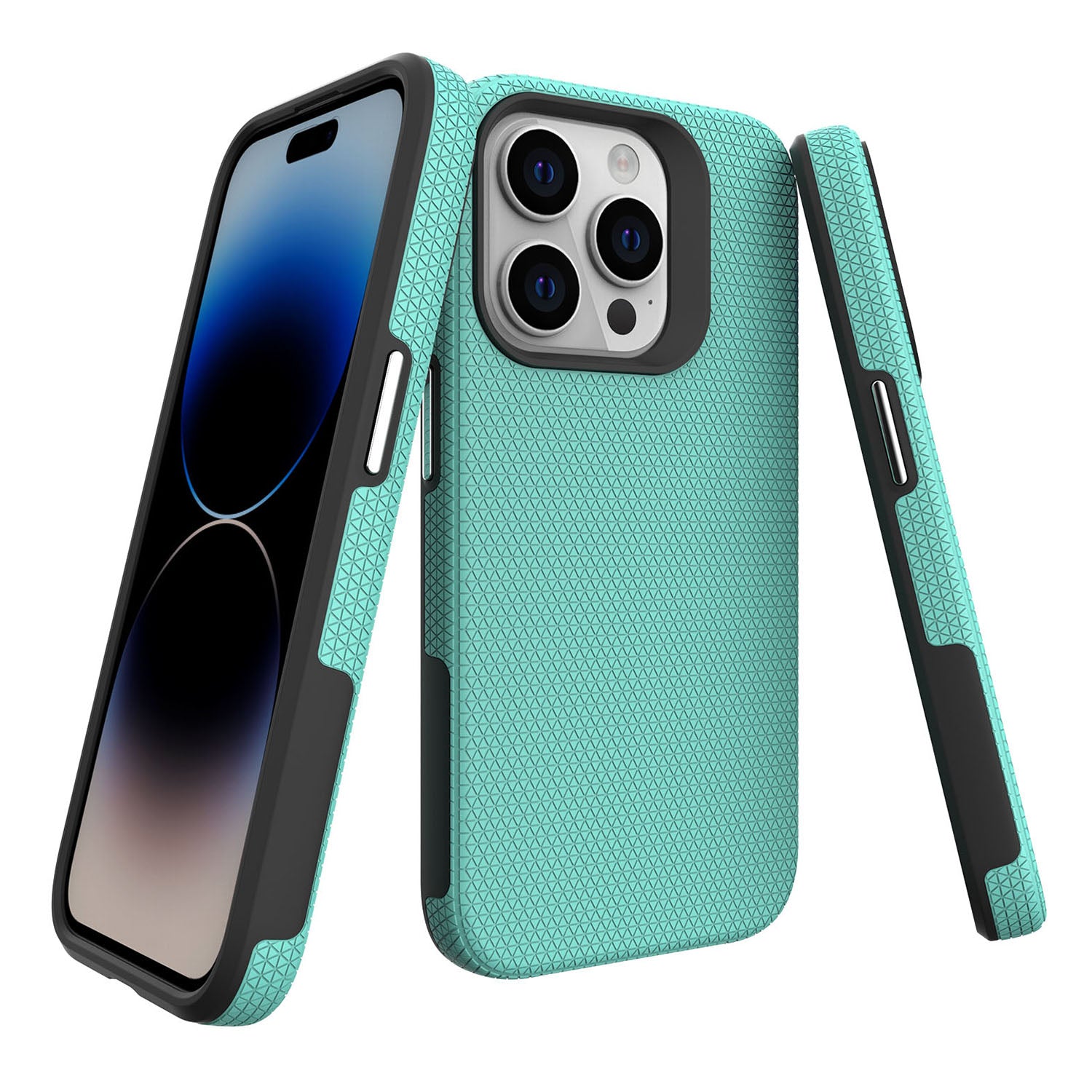 For iPhone 16 Pro Case TPU+PC Four Corner Anti-drop Phone Cover - Mint Green