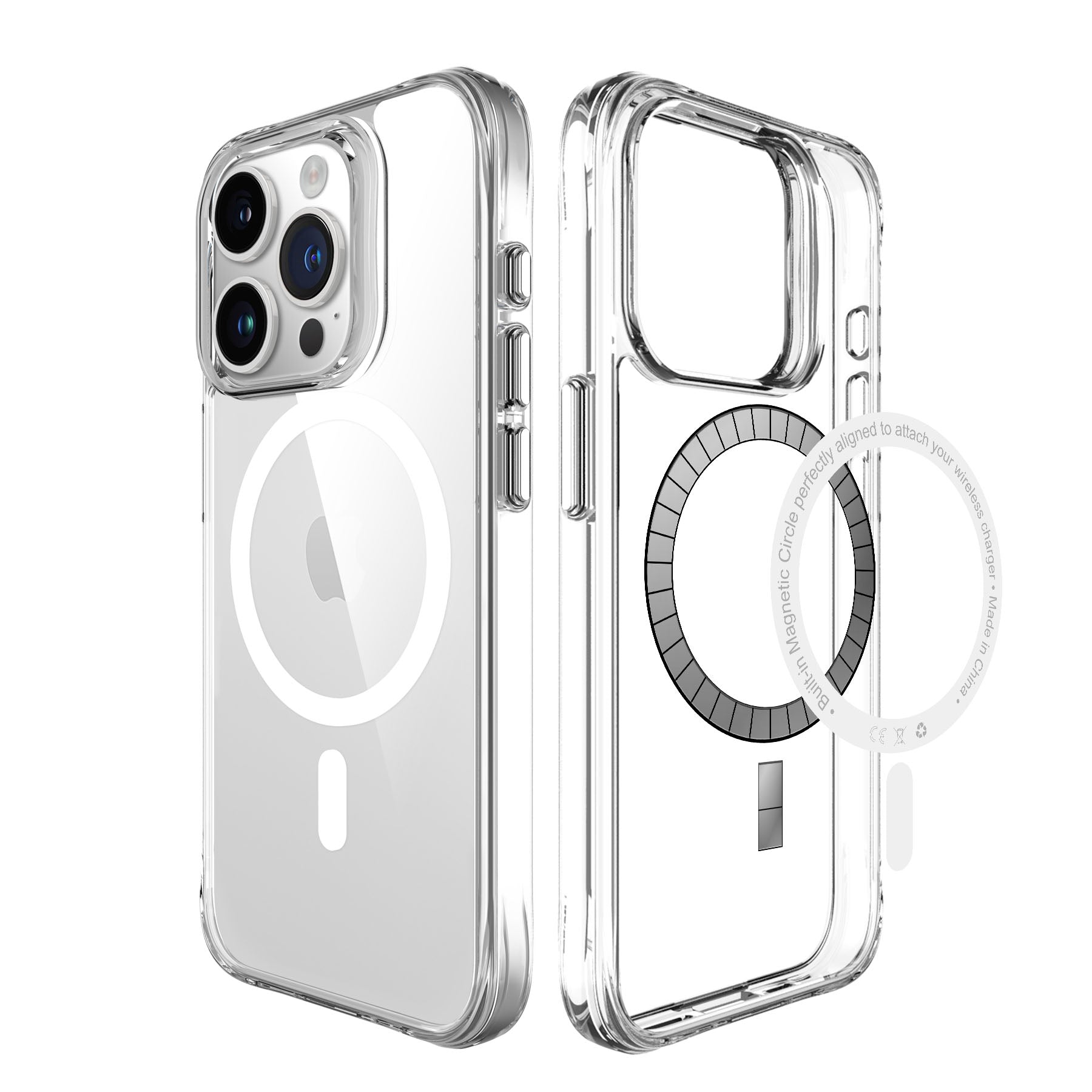 For iPhone 16 Pro Case Compatible with MagSafe TPU+PC Clear Phone Cover