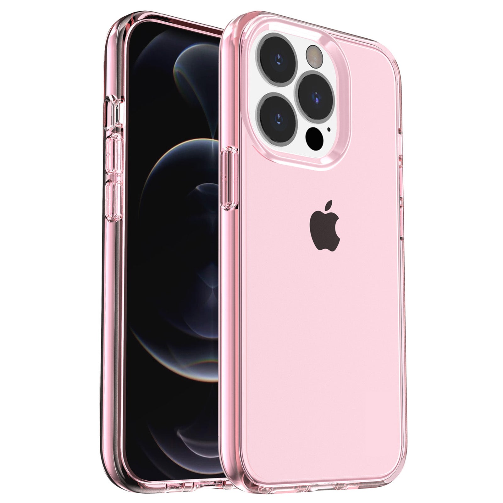 For iPhone 16 Pro Max Case PC + TPU Phone Cover Anti-Scratch Clear Back - Transparent Pink