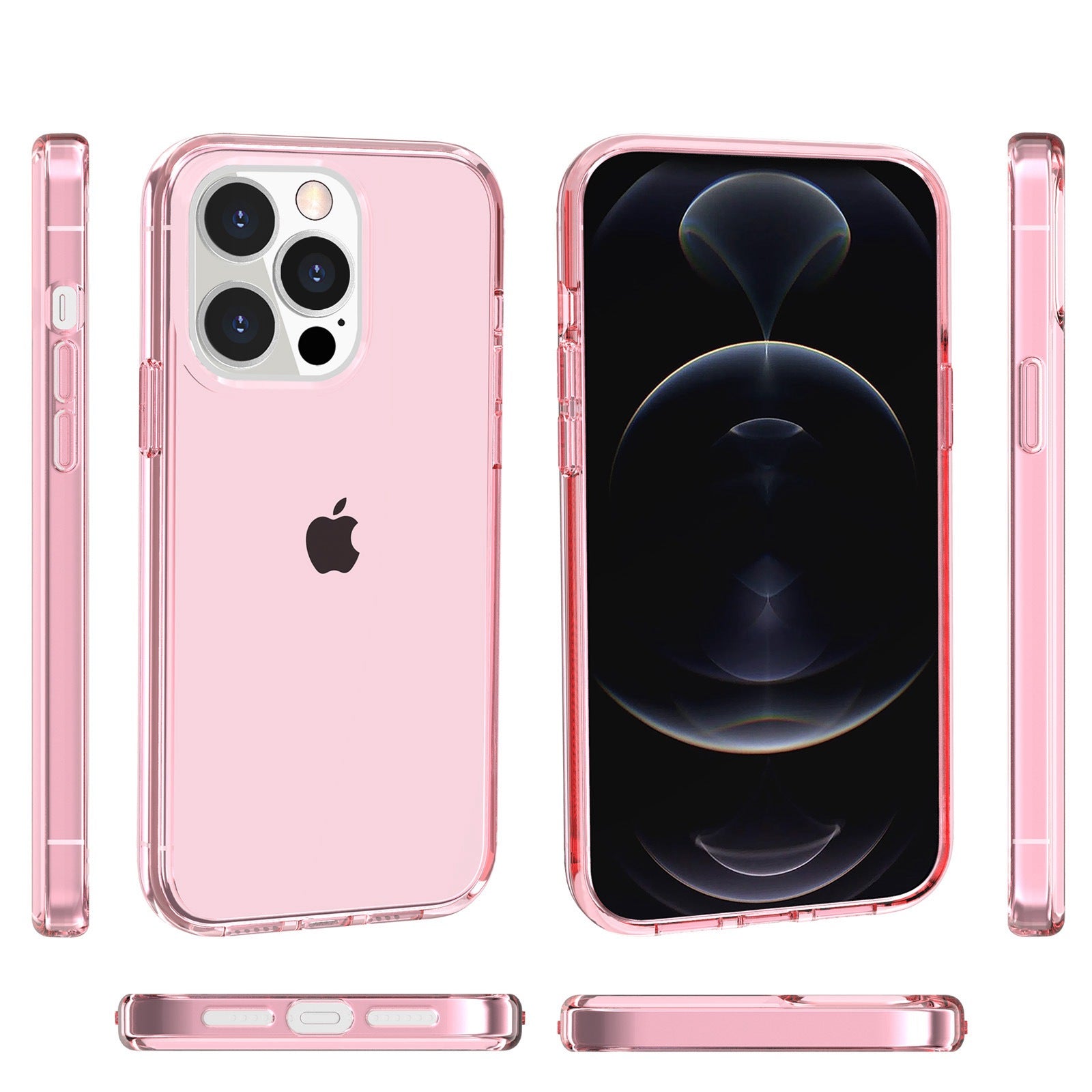 For iPhone 16 Pro Max Case PC + TPU Phone Cover Anti-Scratch Clear Back - Transparent Pink