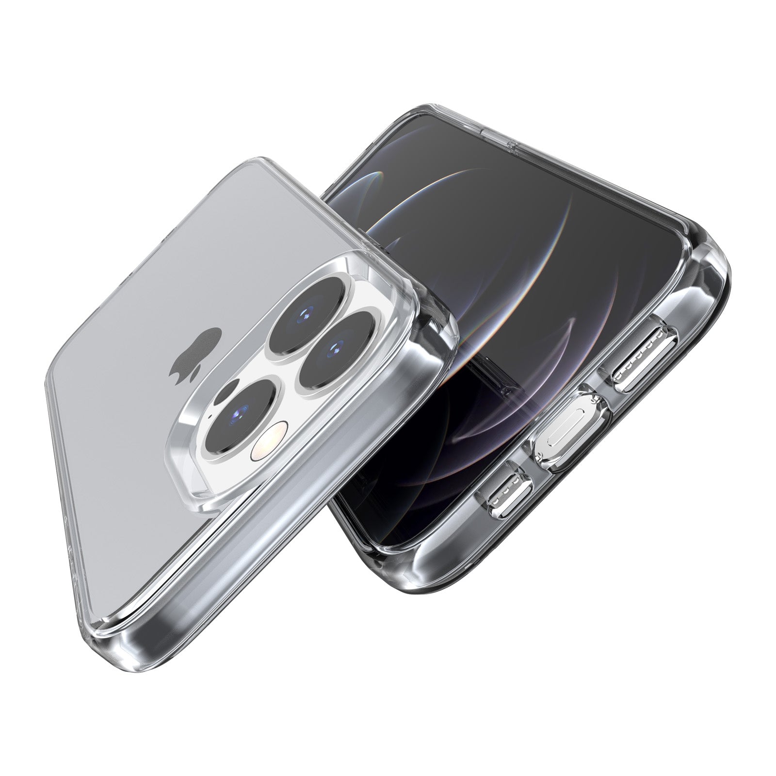 For iPhone 16 Pro Case Clear PC + TPU Shockproof Protective Phone Cover - Transparent Black