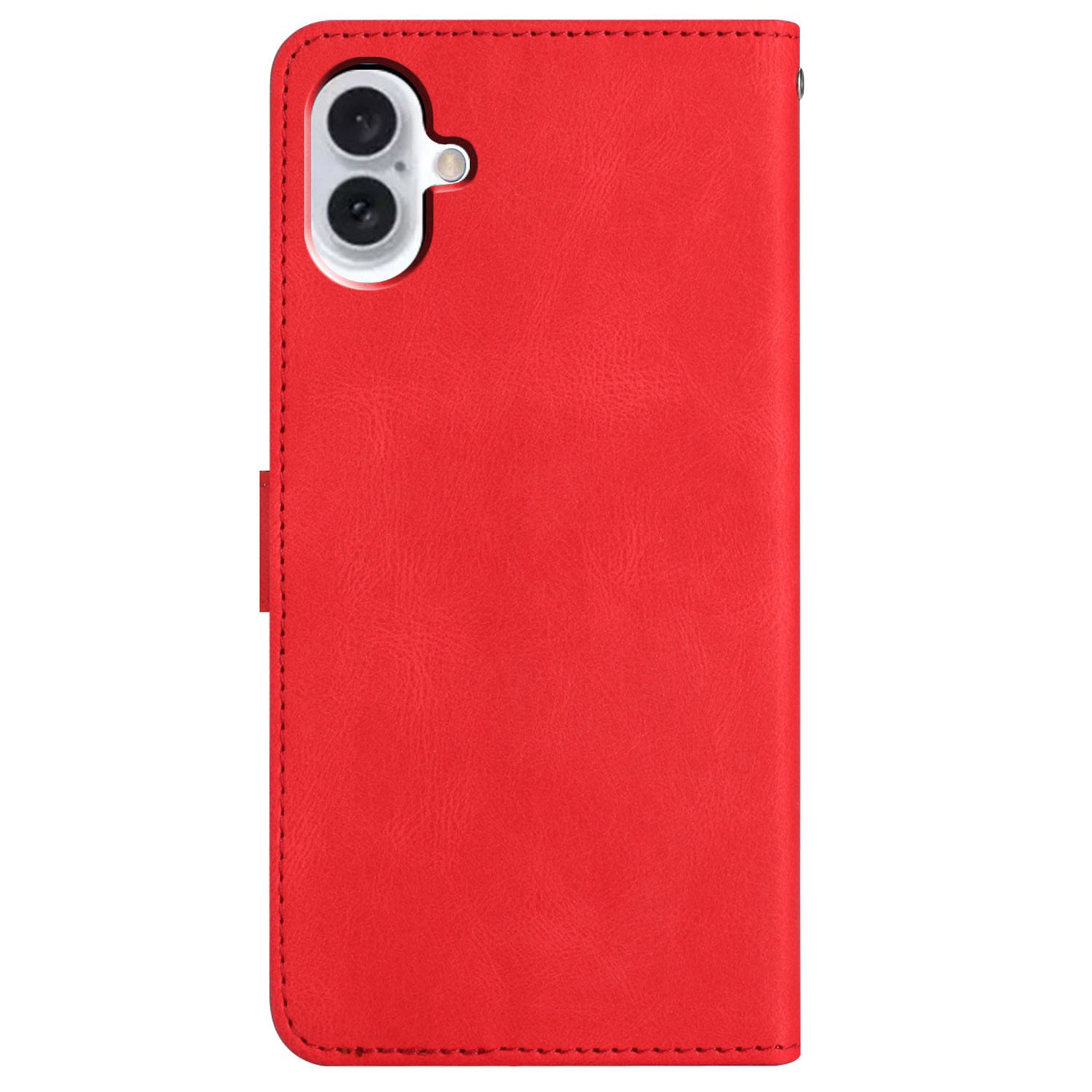 For iPhone 16 Case Line Pattern PU Leather Phone Case Crazy Horse Texture - Red