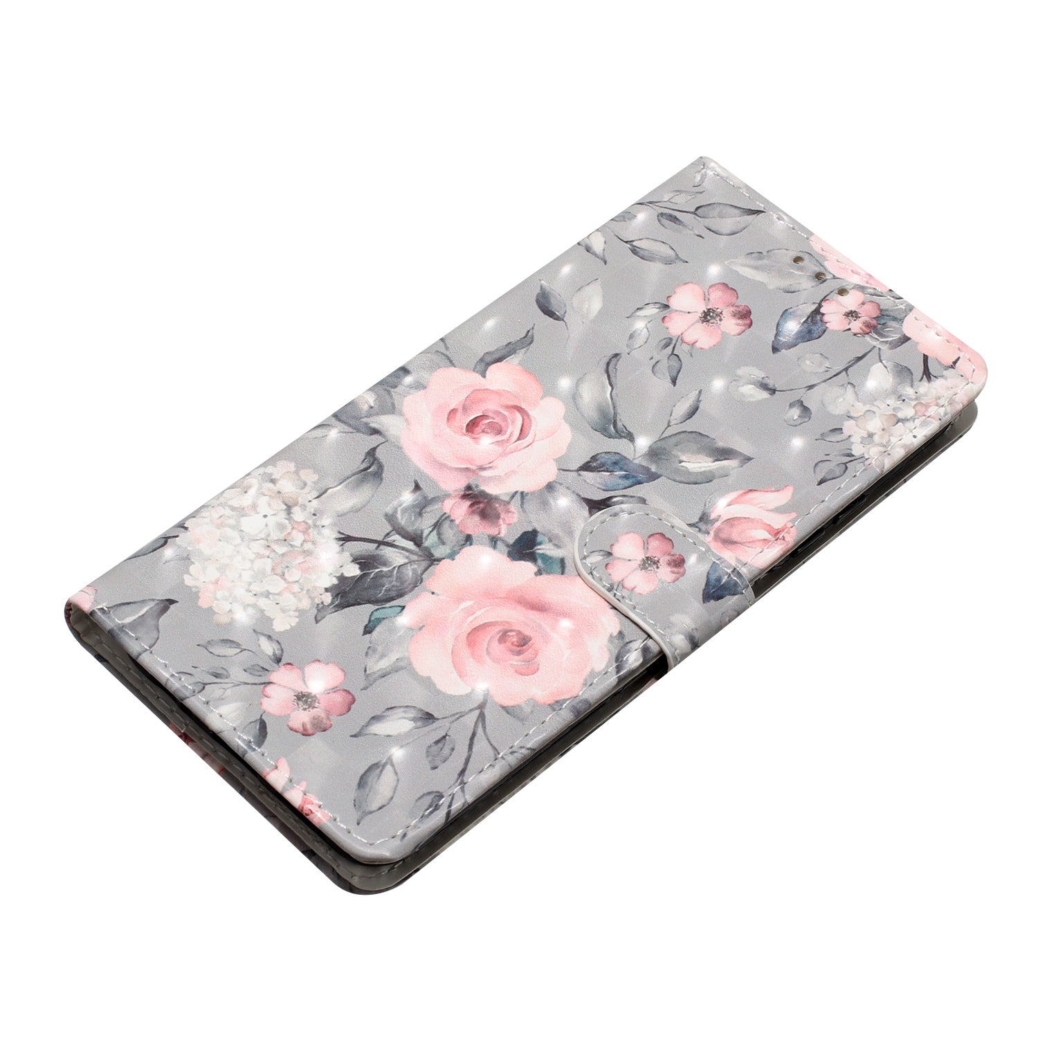 For iPhone 16 Plus Case PU Leather 3D Pattern Printing Wallet Phone Cover - Flowers