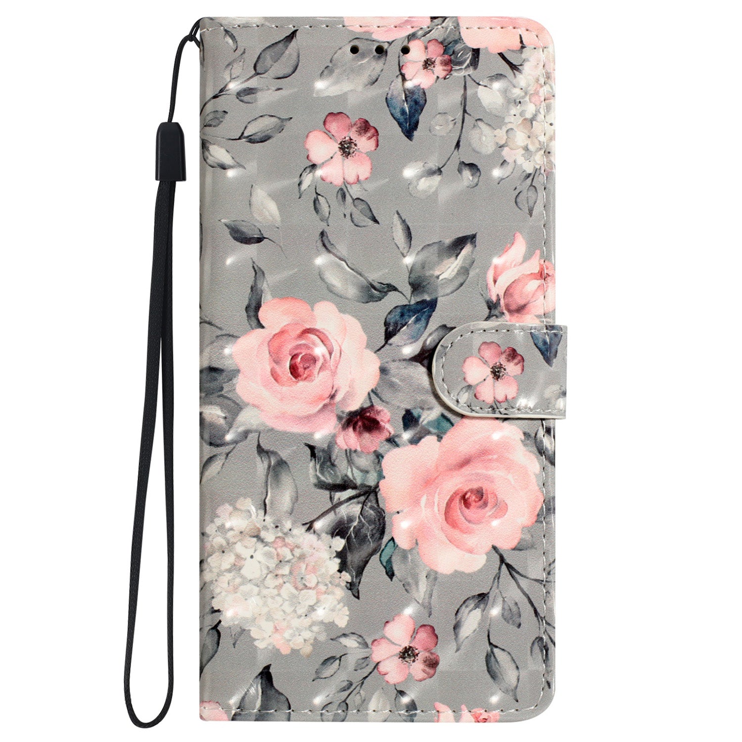 For iPhone 16 Plus Case PU Leather 3D Pattern Printing Wallet Phone Cover - Flowers