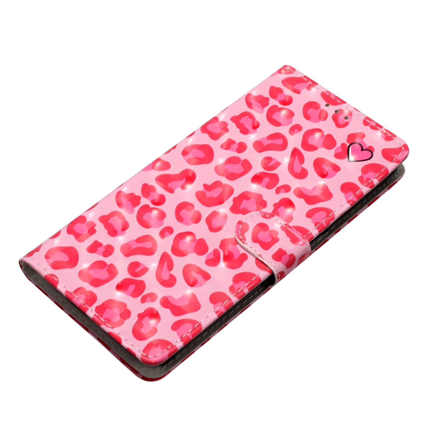 For iPhone 16 Plus Case PU Leather 3D Pattern Printing Wallet Phone Cover - Pink Leopard Print