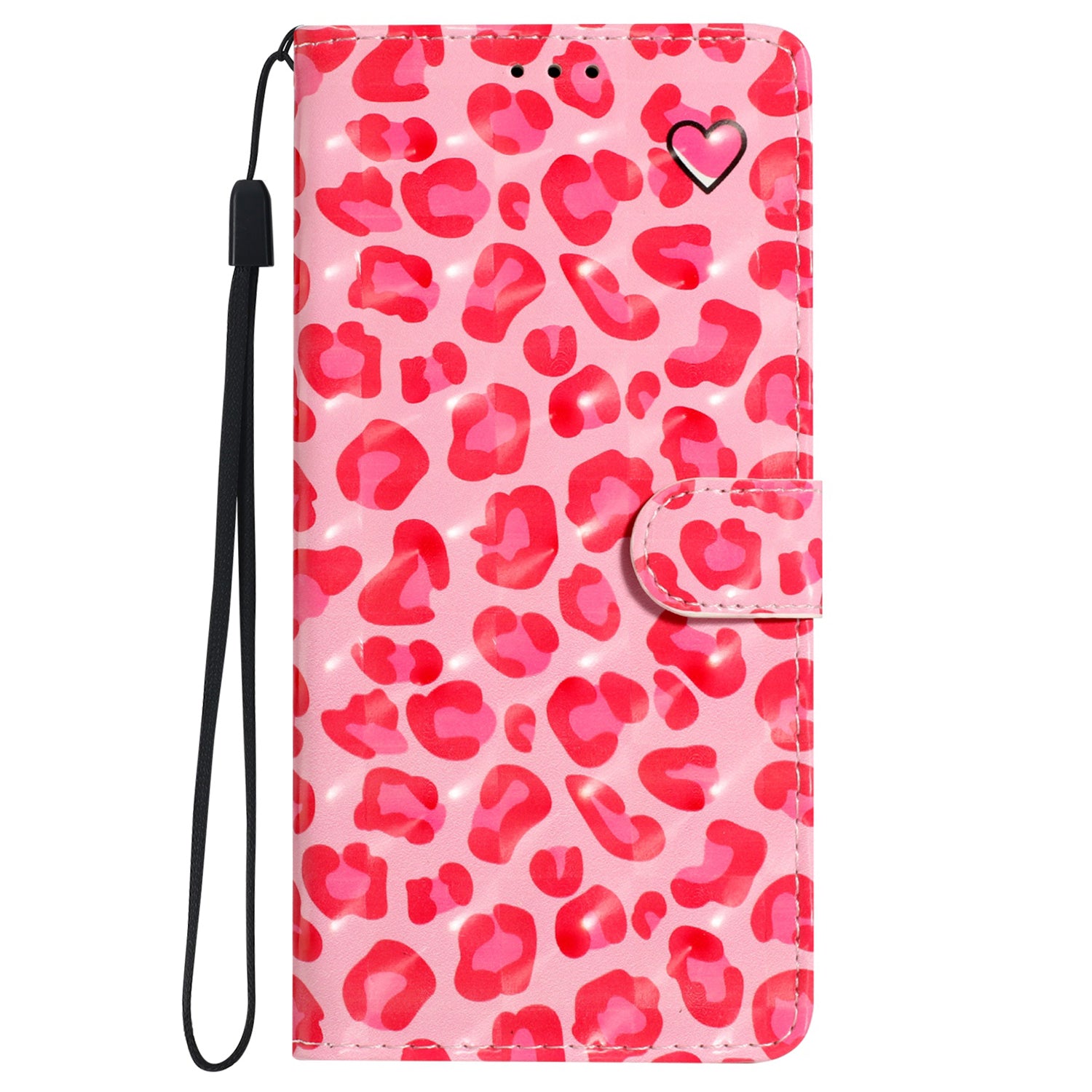 For iPhone 16 Plus Case PU Leather 3D Pattern Printing Wallet Phone Cover - Pink Leopard Print