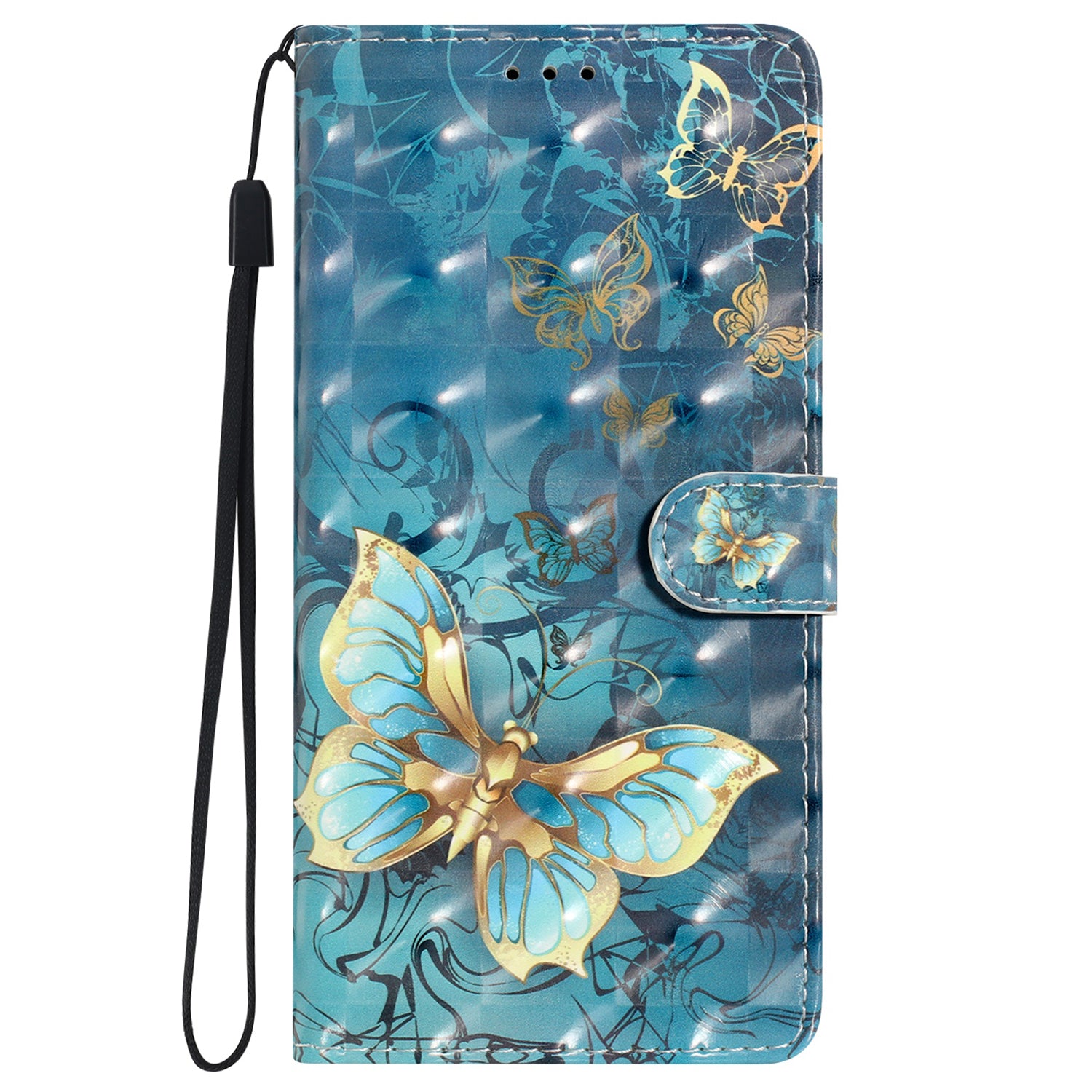 For iPhone 16 Plus Case PU Leather 3D Pattern Printing Wallet Phone Cover - Butterfly