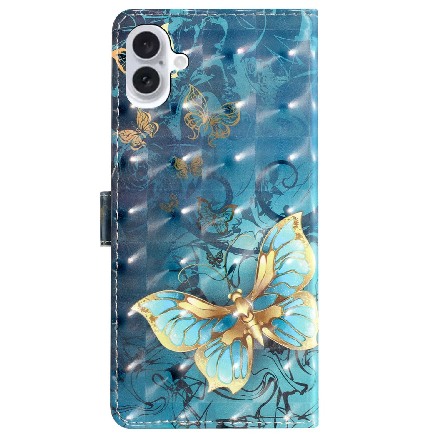 For iPhone 16 Plus Case PU Leather 3D Pattern Printing Wallet Phone Cover - Butterfly