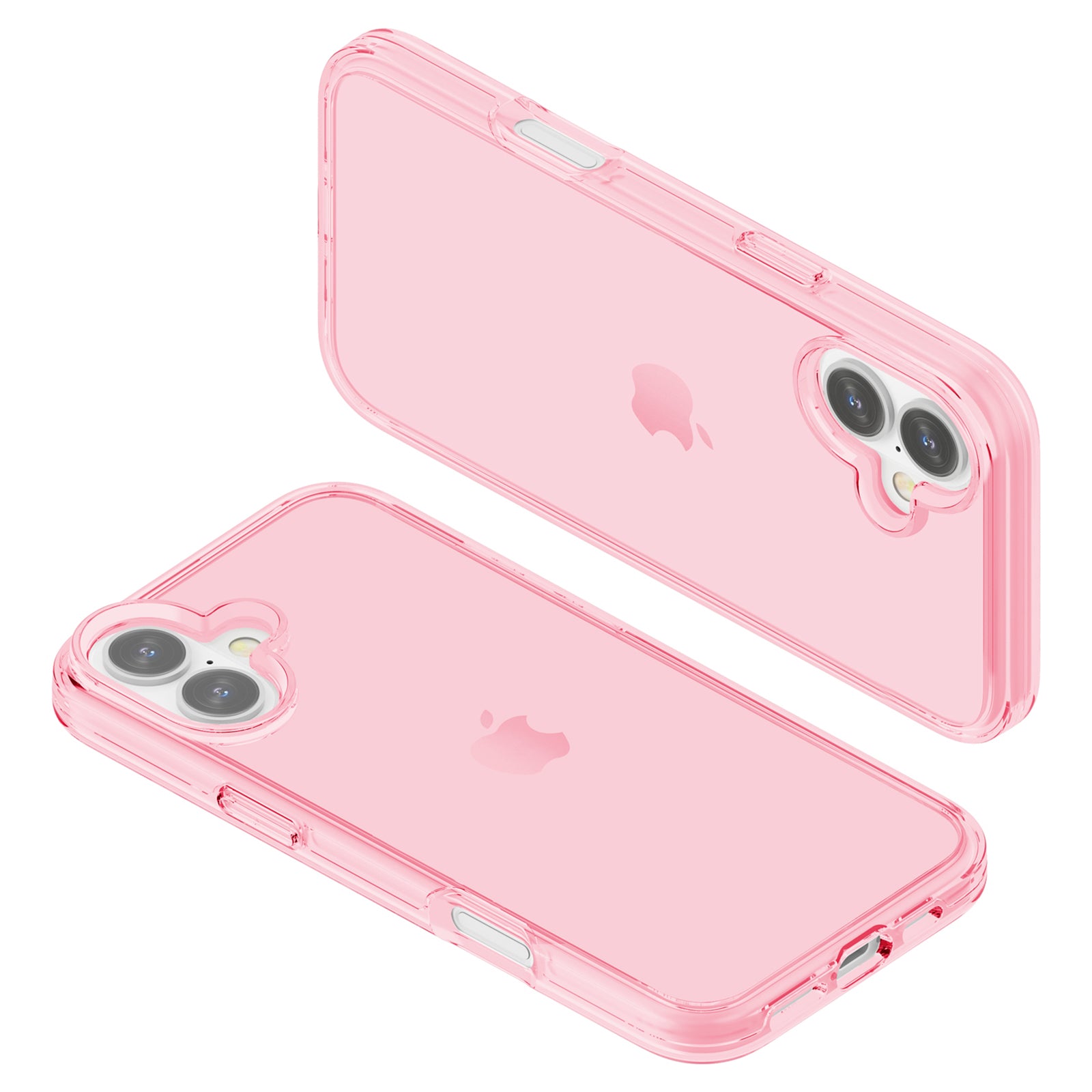 For iPhone 16 Plus Case Transparent PC + TPU Hybrid Phone Cover - Transparent Pink