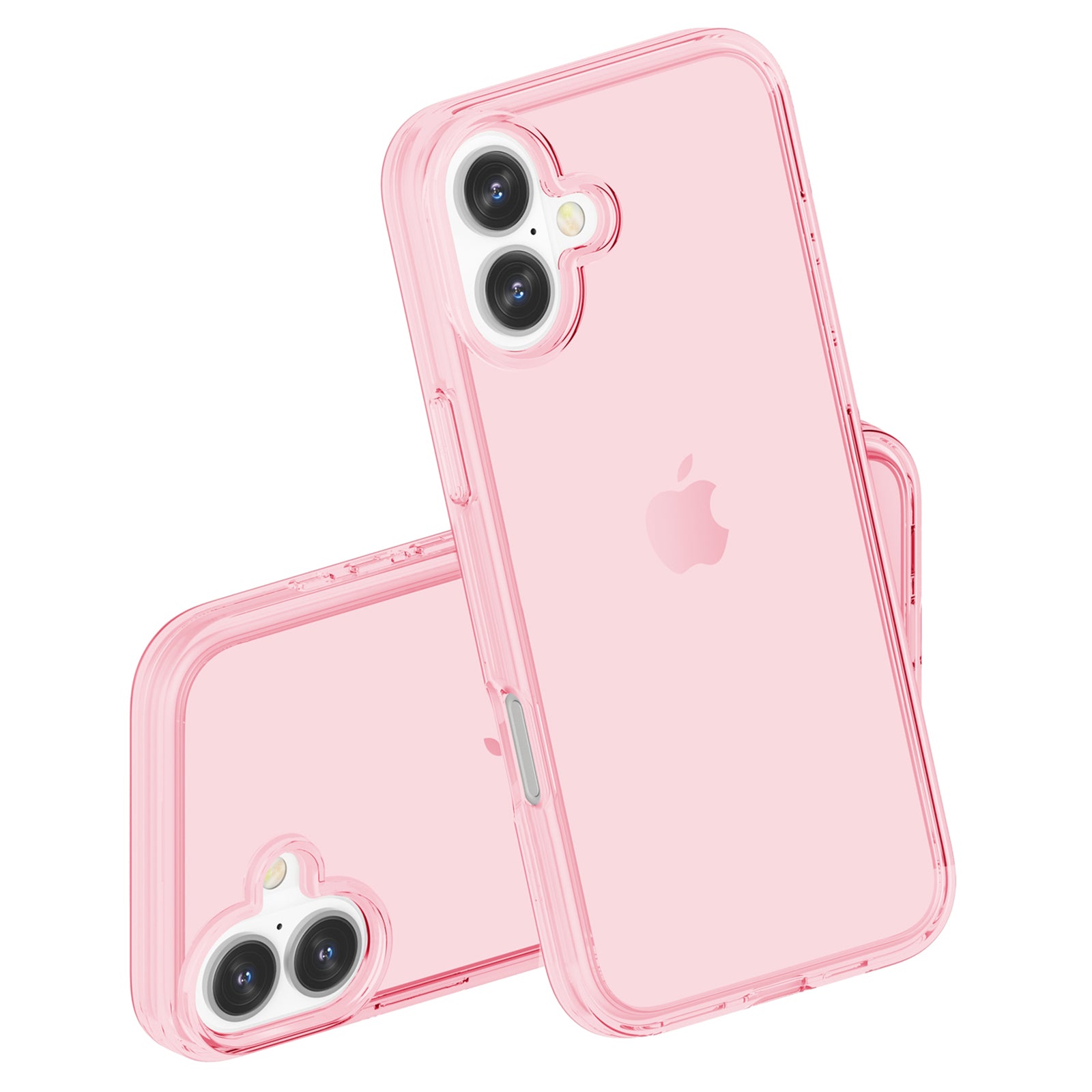 For iPhone 16 Plus Case Transparent PC + TPU Hybrid Phone Cover - Transparent Pink