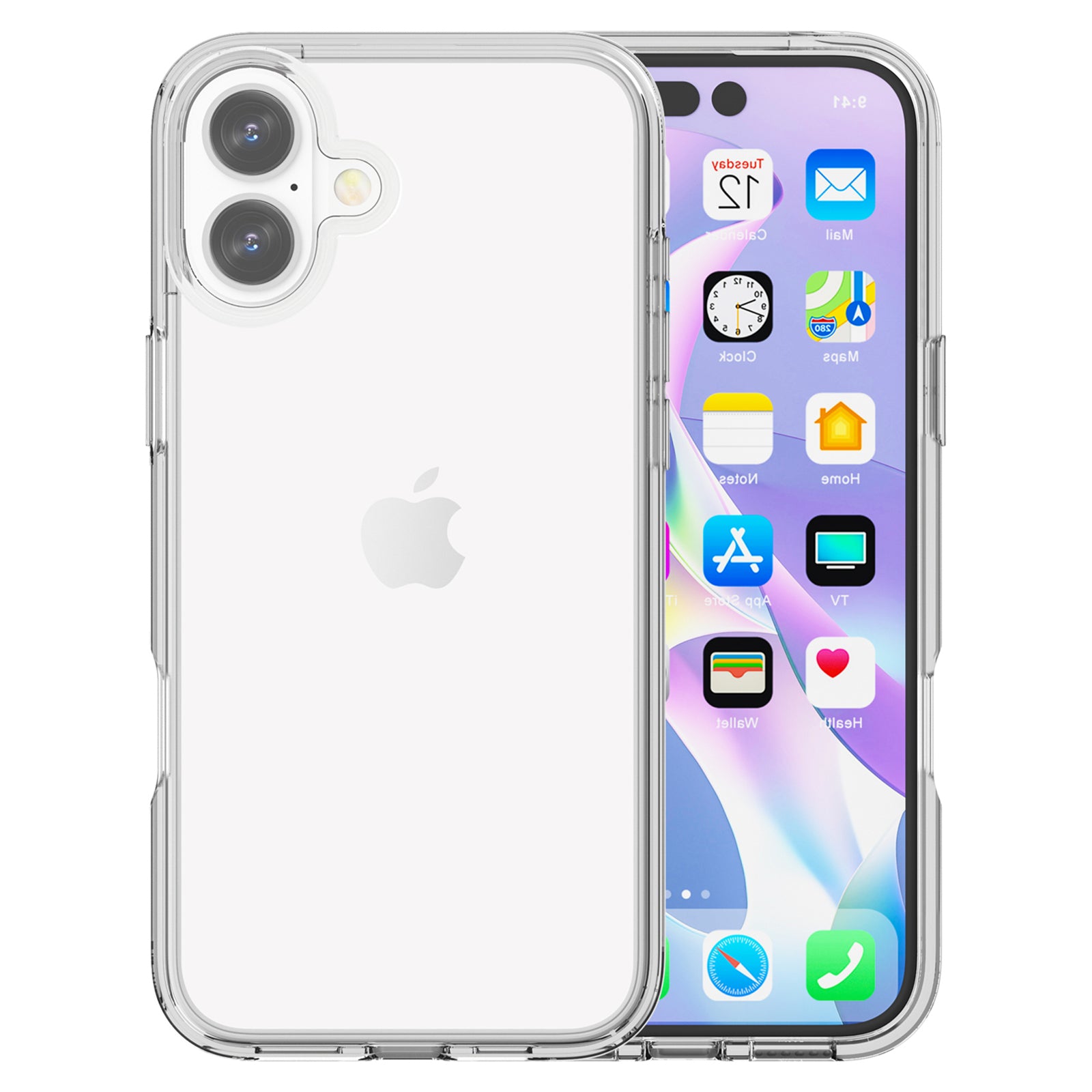 For iPhone 16 Plus Case Transparent PC + TPU Hybrid Phone Cover - Transparent White