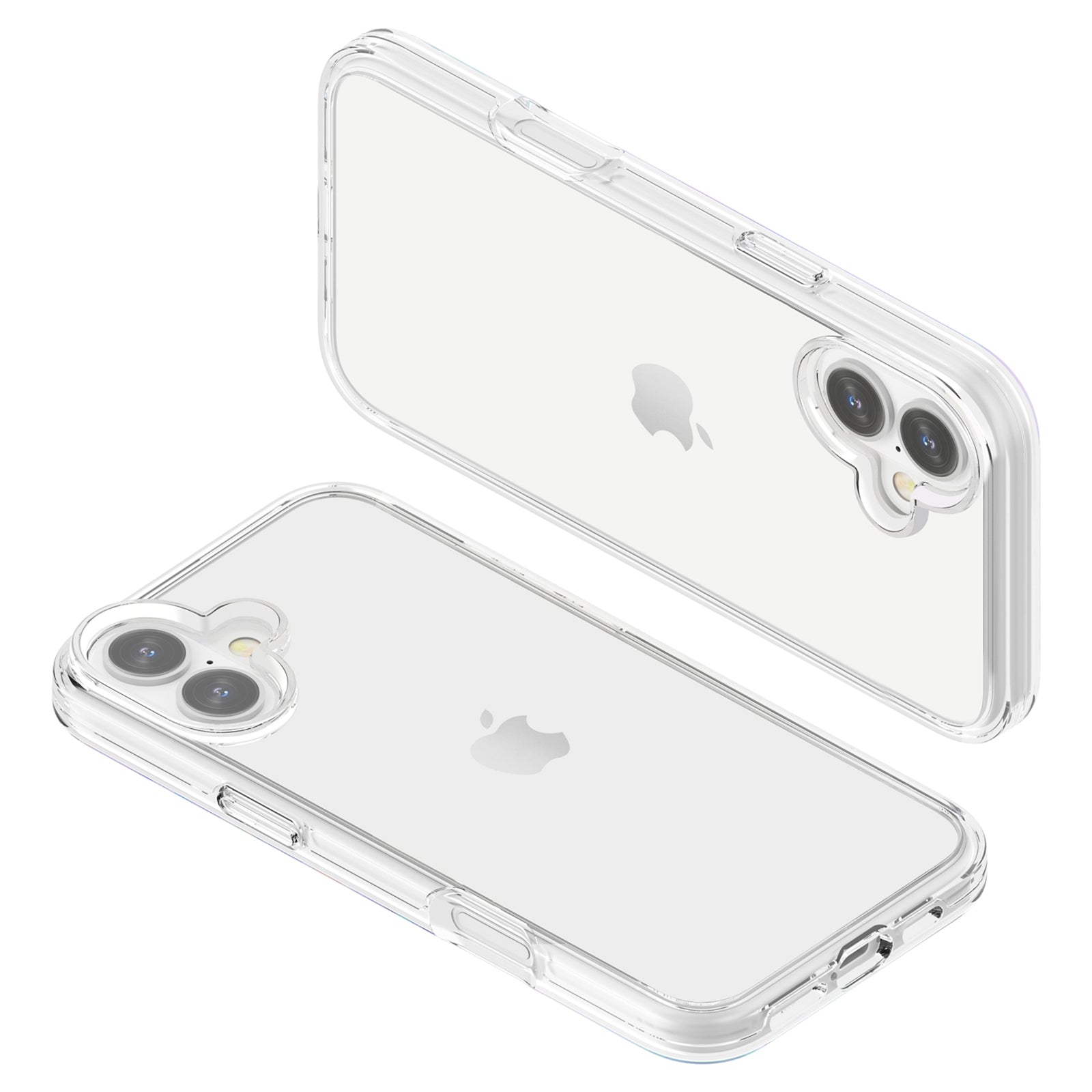 For iPhone 16 Plus Case Transparent PC + TPU Hybrid Phone Cover - Transparent White