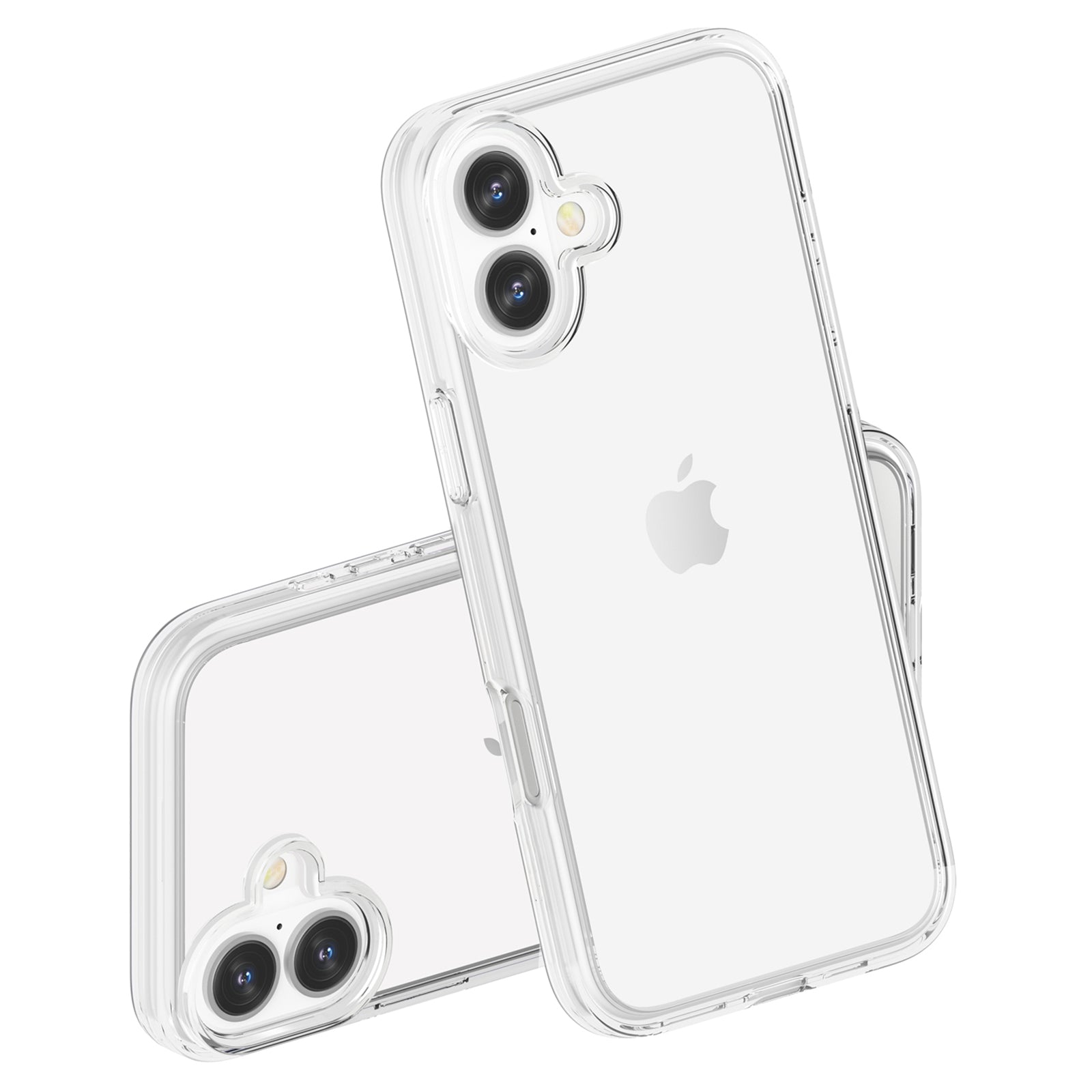 For iPhone 16 Plus Case Transparent PC + TPU Hybrid Phone Cover - Transparent White