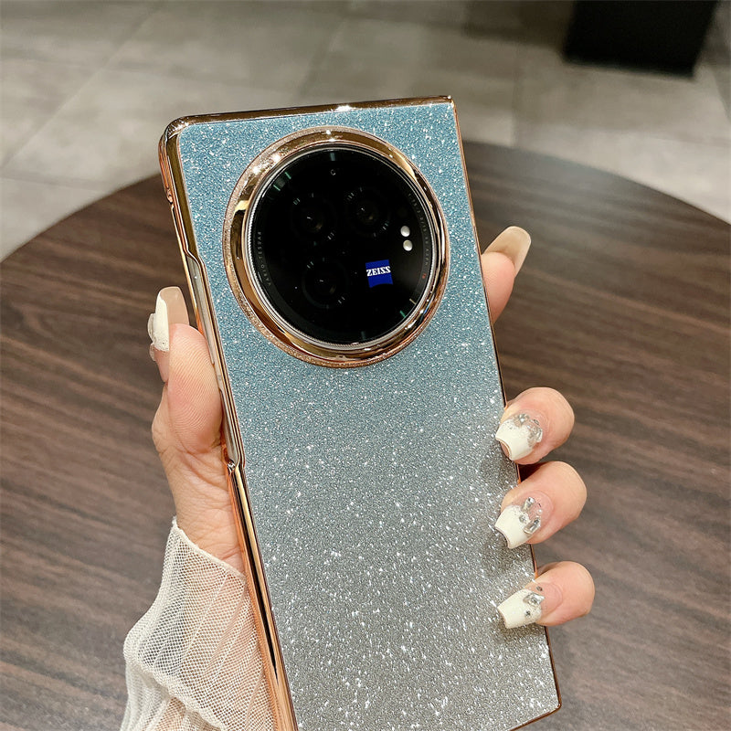 For vivo X Fold3 Case Hard PC Bling Glitter Slim Protective Phone Cover - Gradient Blue