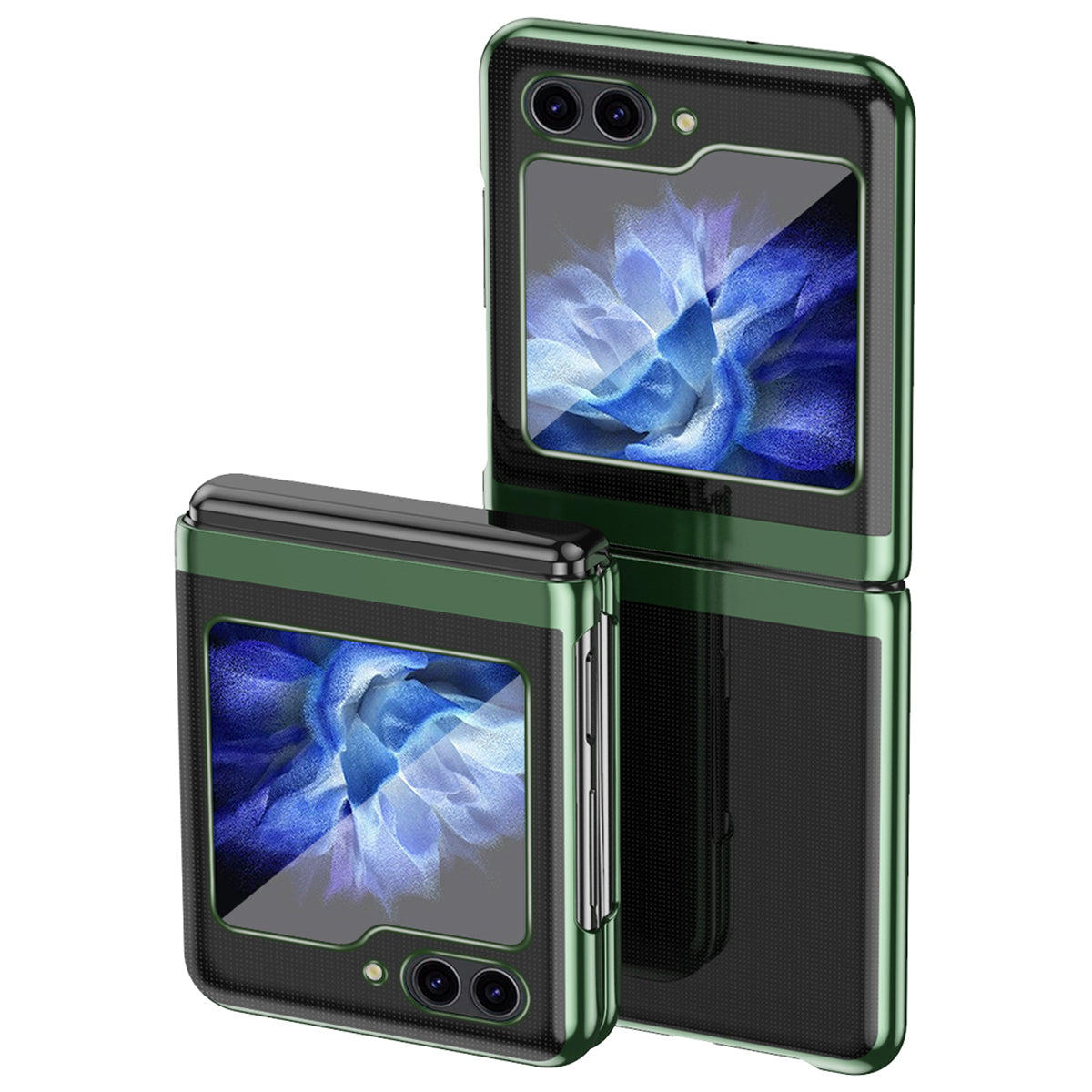 For Samsung Galaxy Z Flip6 5G Case Clear PC Electroplating Hard Phone Cover - Midnight Green