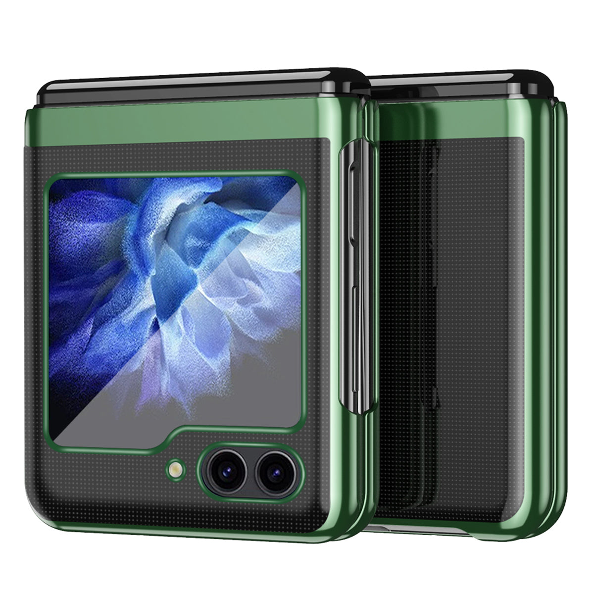 For Samsung Galaxy Z Flip6 5G Case Clear PC Electroplating Hard Phone Cover - Midnight Green