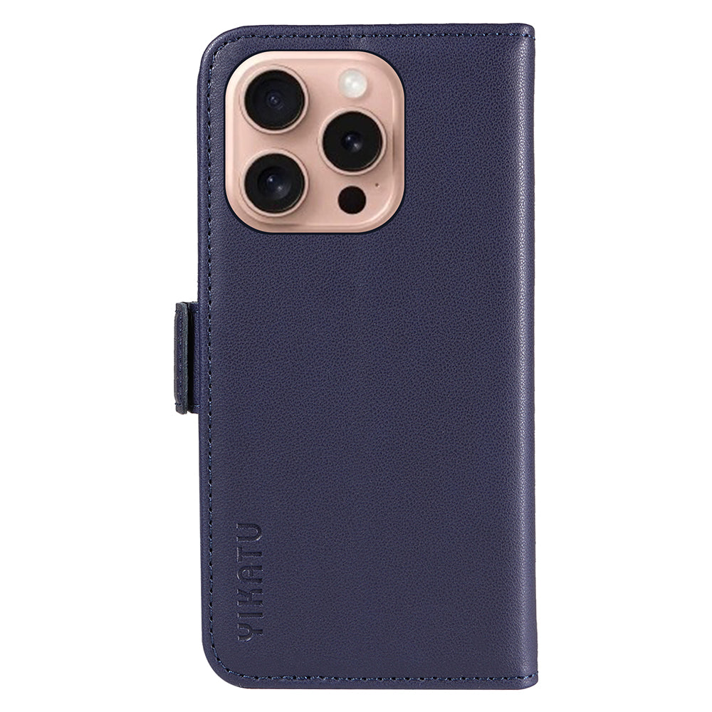 YIKATU YK-003 For iPhone 16 Pro Case Wallet Card Slots PU Leather Phone Cover - Sapphire