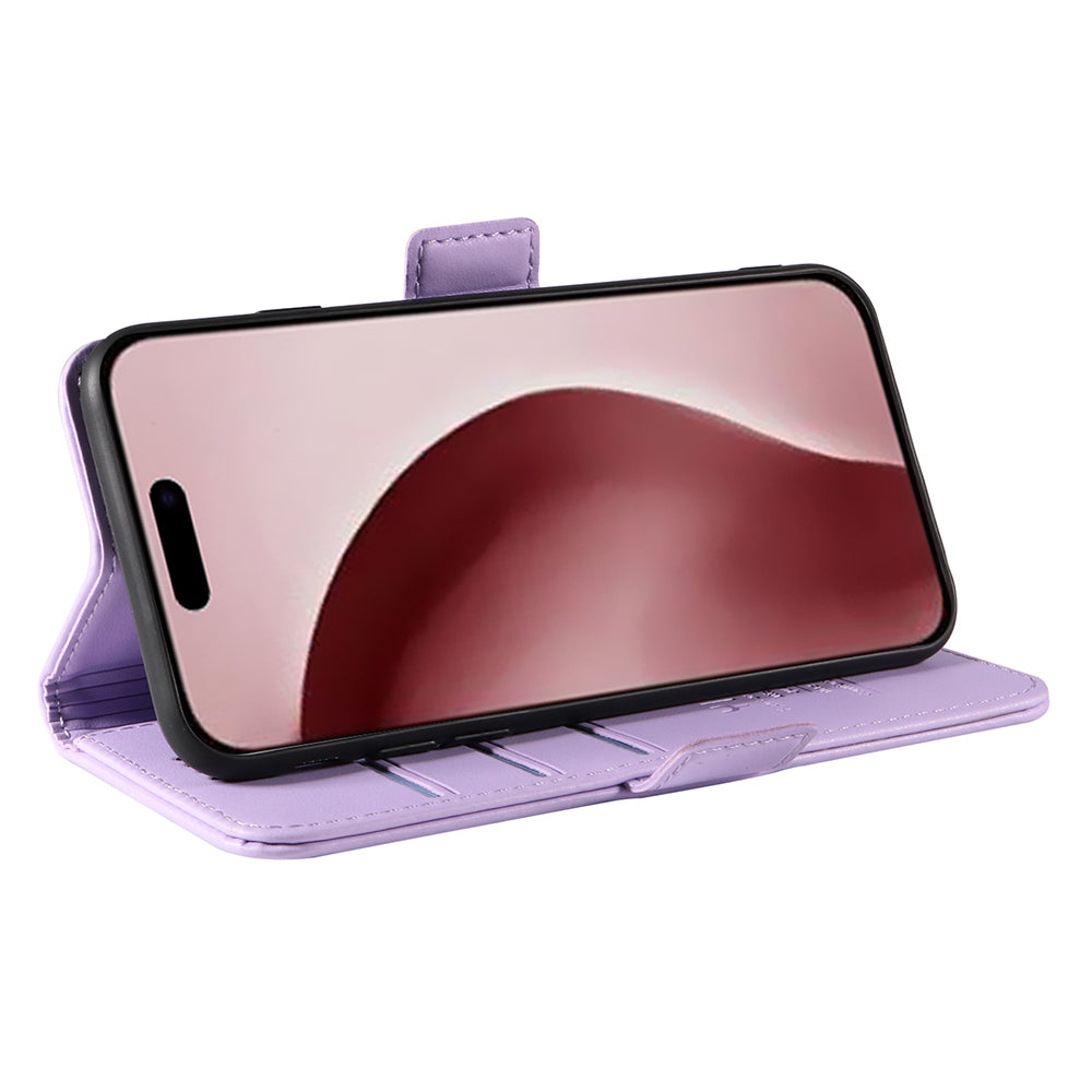 YIKATU YK-003 For iPhone 16 Pro Case Wallet Card Slots PU Leather Phone Cover - Light Purple