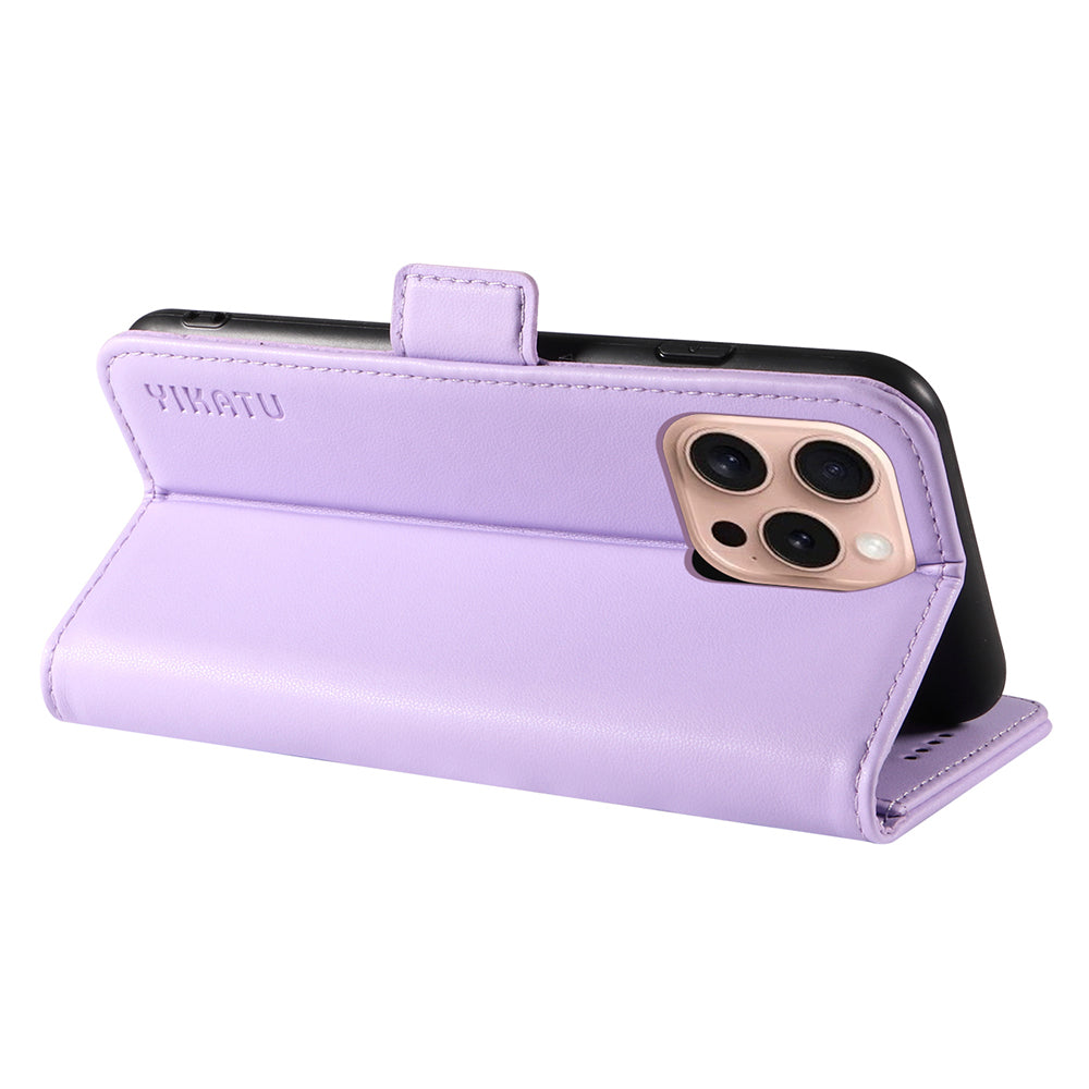 YIKATU YK-003 For iPhone 16 Pro Case Wallet Card Slots PU Leather Phone Cover - Light Purple