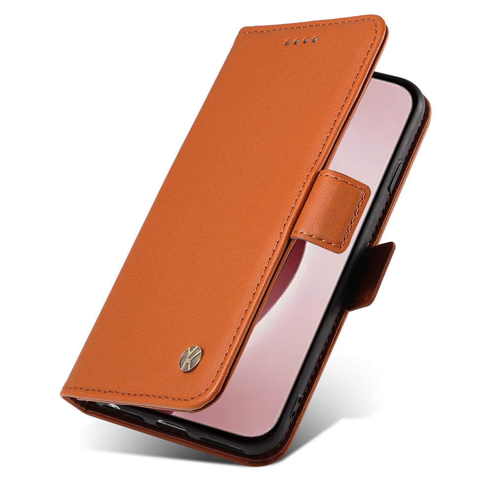 YIKATU YK-003 For iPhone 16 Pro Case Wallet Card Slots PU Leather Phone Cover - Brown