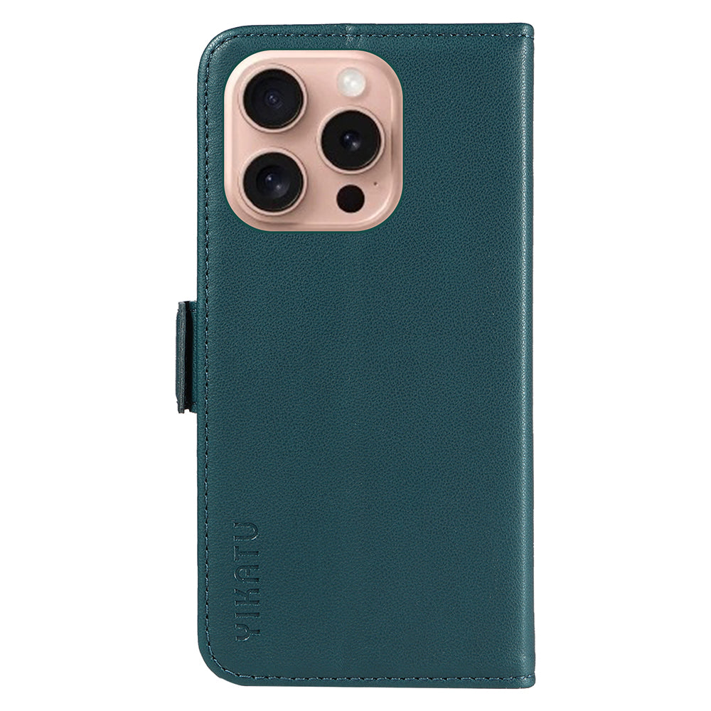 YIKATU YK-003 For iPhone 16 Pro Case Wallet Card Slots PU Leather Phone Cover - Green