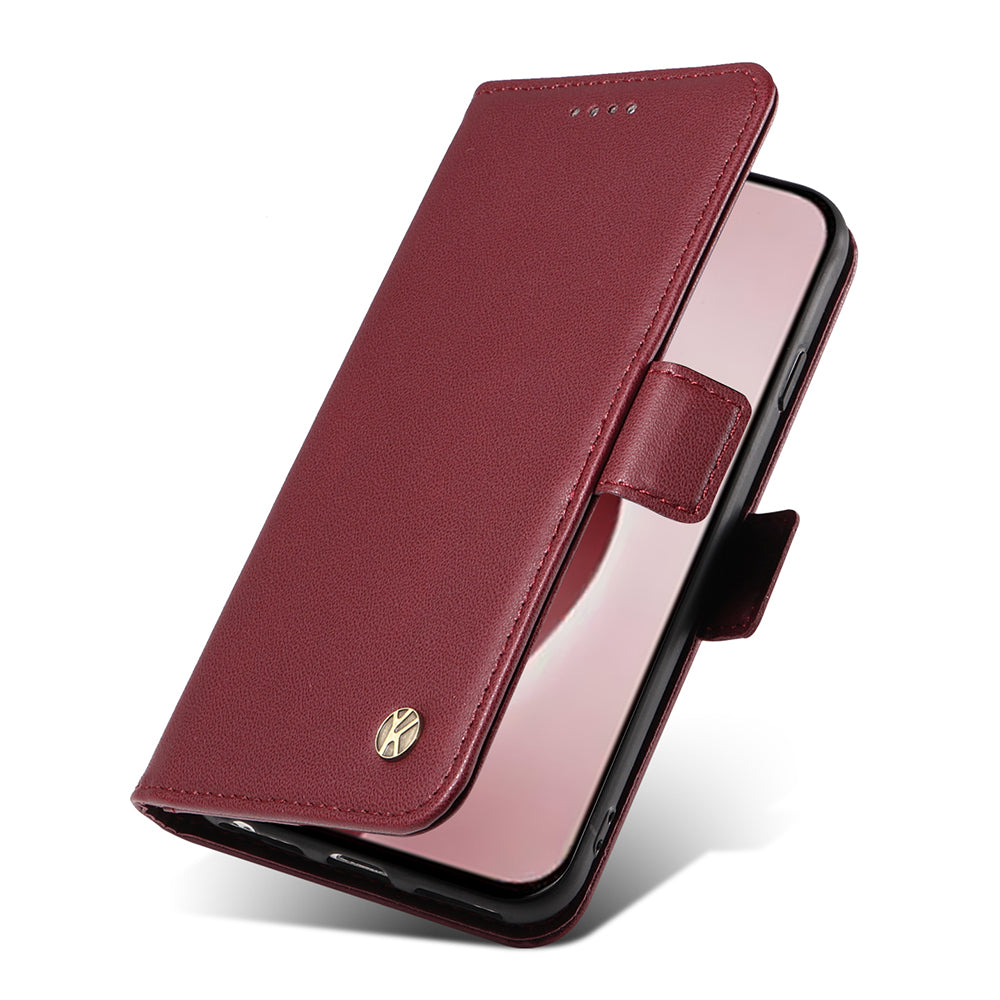 YIKATU YK-003 For iPhone 16 Pro Case Wallet Card Slots PU Leather Phone Cover - Wine Red