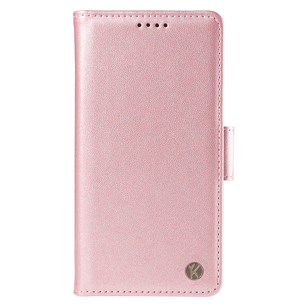 YIKATU YK-003 For iPhone 16 Pro Case Wallet Card Slots PU Leather Phone Cover - Rose Gold