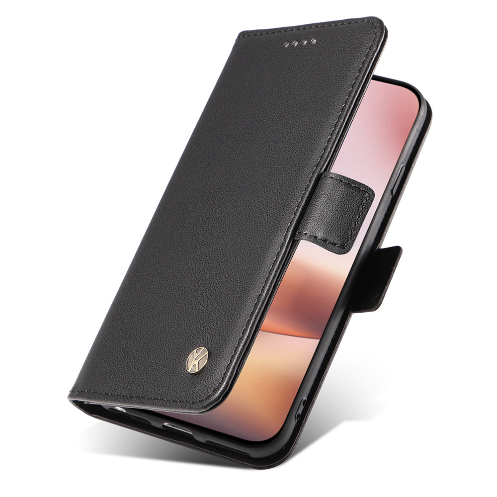 YIKATU YK-003 For iPhone 16 Plus Case Wallet Phone Leather Cover with Folding Stand - Black