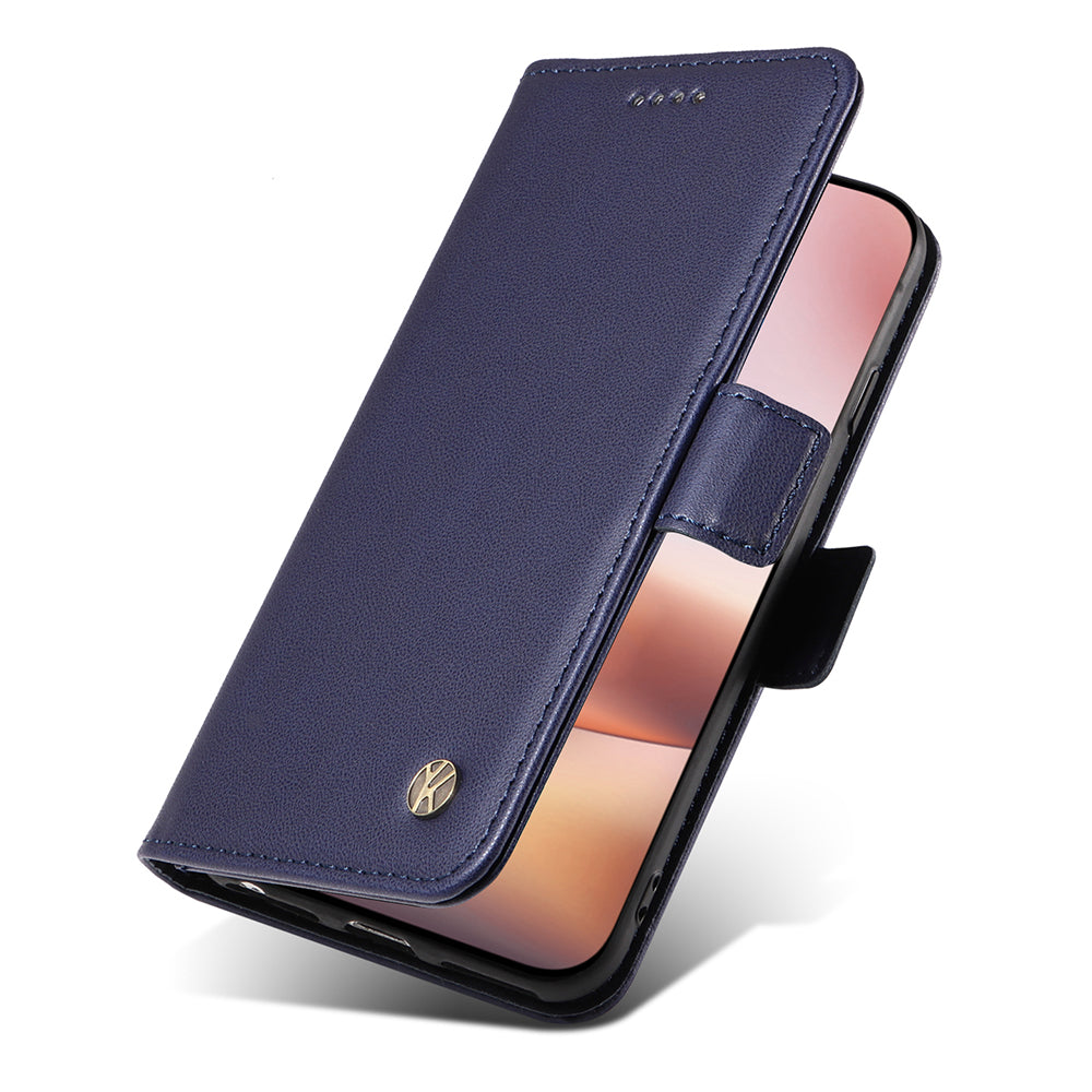 YIKATU YK-003 For iPhone 16 Plus Case Wallet Phone Leather Cover with Folding Stand - Sapphire